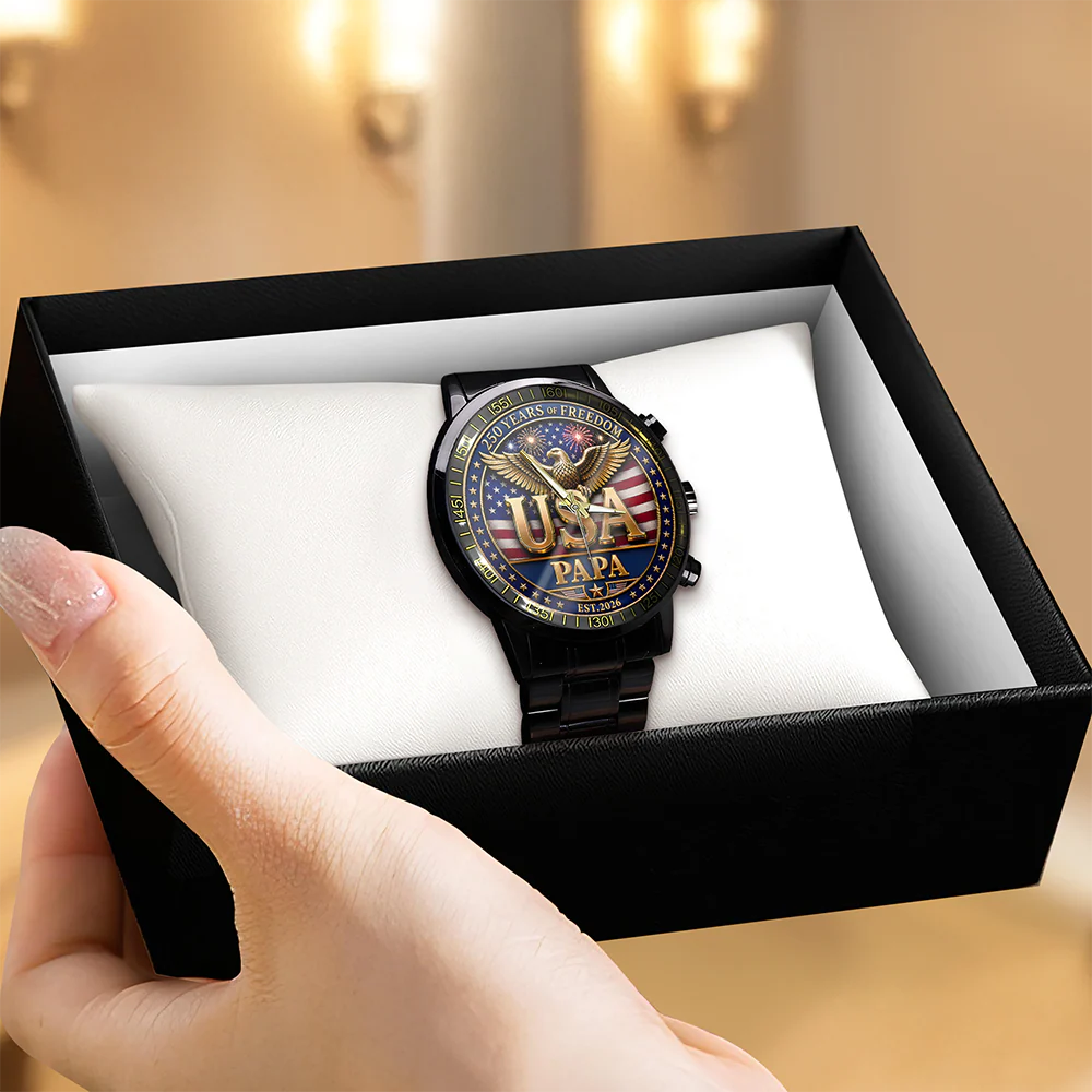 Personalized Dad Grandpa 250 Years Of Freedom Men's Wrist Watch Gift For Dad, Grandpa HA75 921346 - Image 2