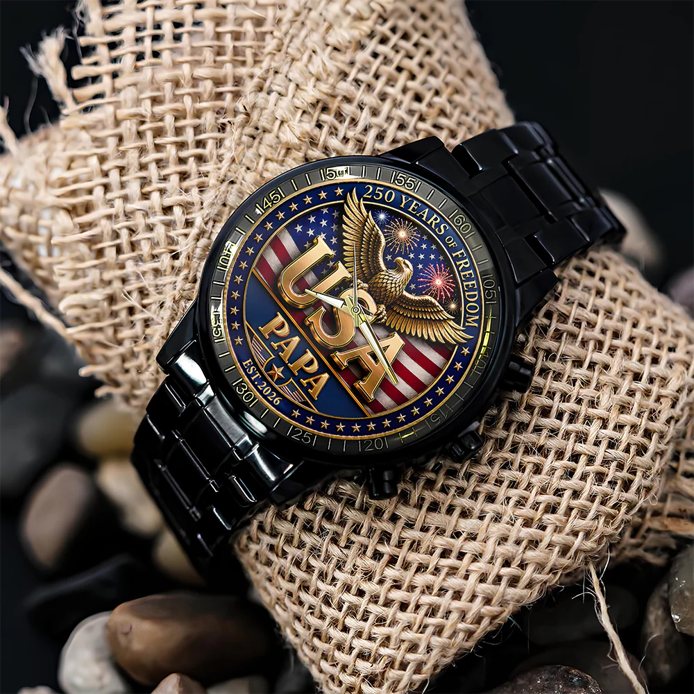 Personalized Dad Grandpa 250 Years Of Freedom Men's Wrist Watch Gift For Dad, Grandpa HA75 921346 - Image 5