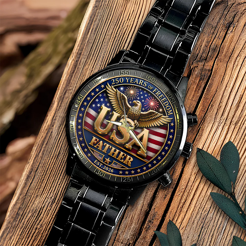 Personalized Dad Grandpa 250 Years Of Freedom Men's Wrist Watch Gift For Dad, Grandpa HA75 921346 - Image 6