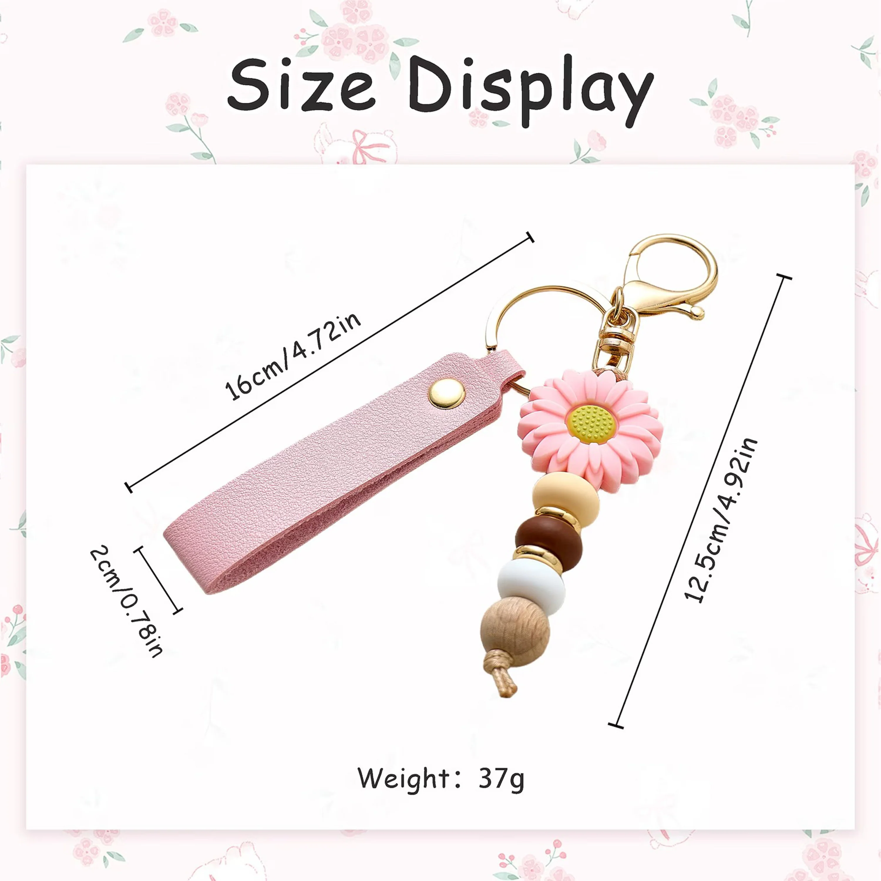Personalized Daisy Beaded Keyring for Girls, Faux Leather Keyring, Bridesmaid Gifts, Flower Girl Gift, Mother's Day Gift, Birthday Gift HA75 920558 - Image 6