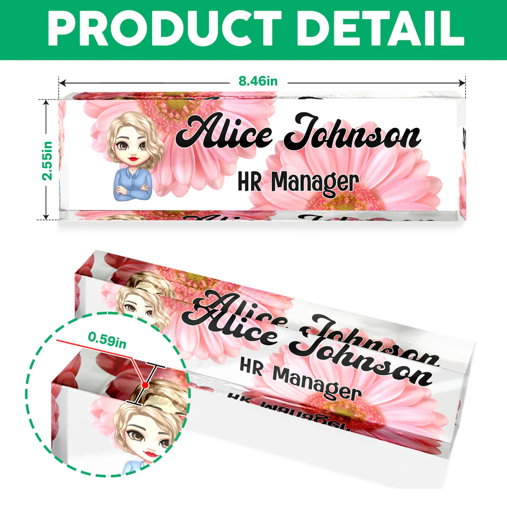 Personalized Daisy Flowers Acrylic Desk Name Plate Gift for Teacher, Colleagues, Coworkers HA75 892744 - Image 7