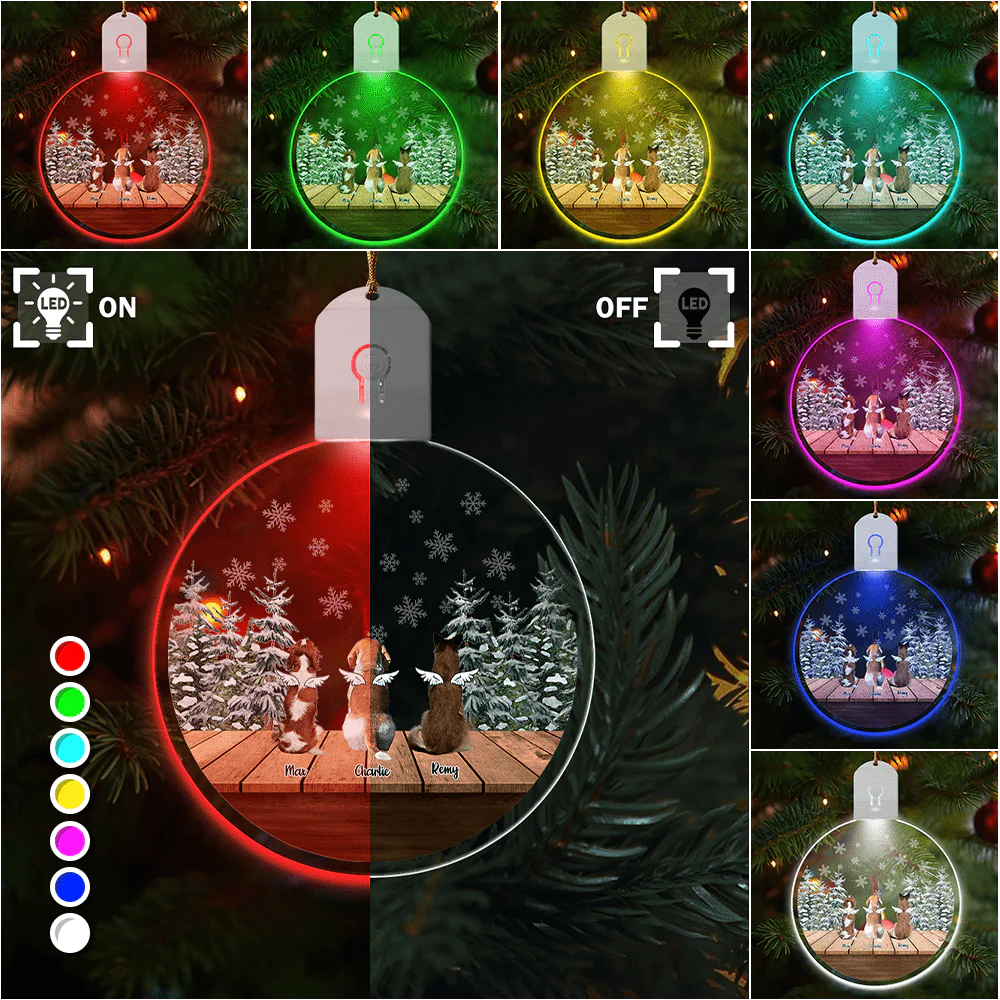 Personalized Dog Angels Memorial Circle Led Acrylic Ornament HA75 891676 - Image 4