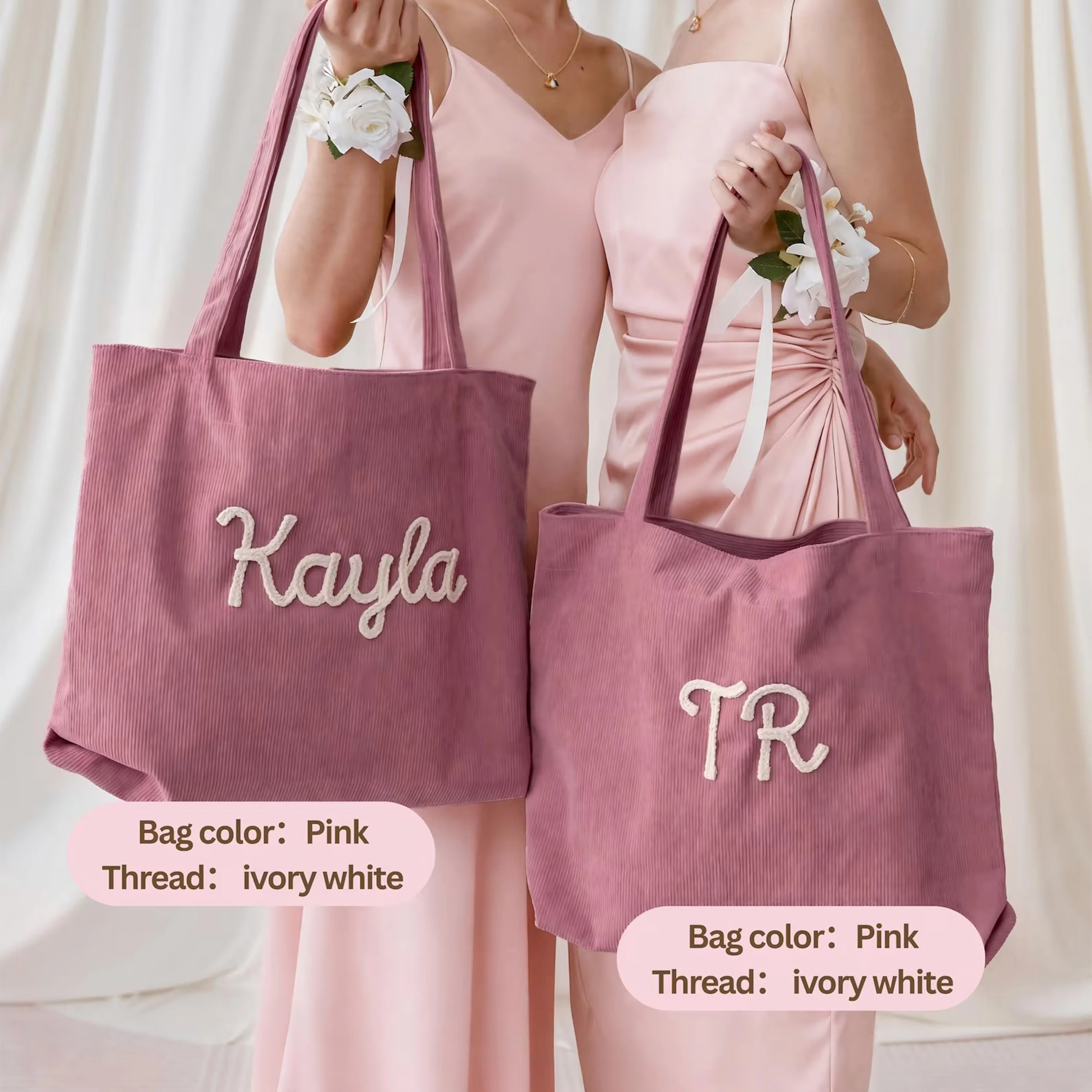Personalized Embroidered Corduroy Tote - Bridesmaid Gift, Everyday Essential & Weekender HA75 920584 - Image 11