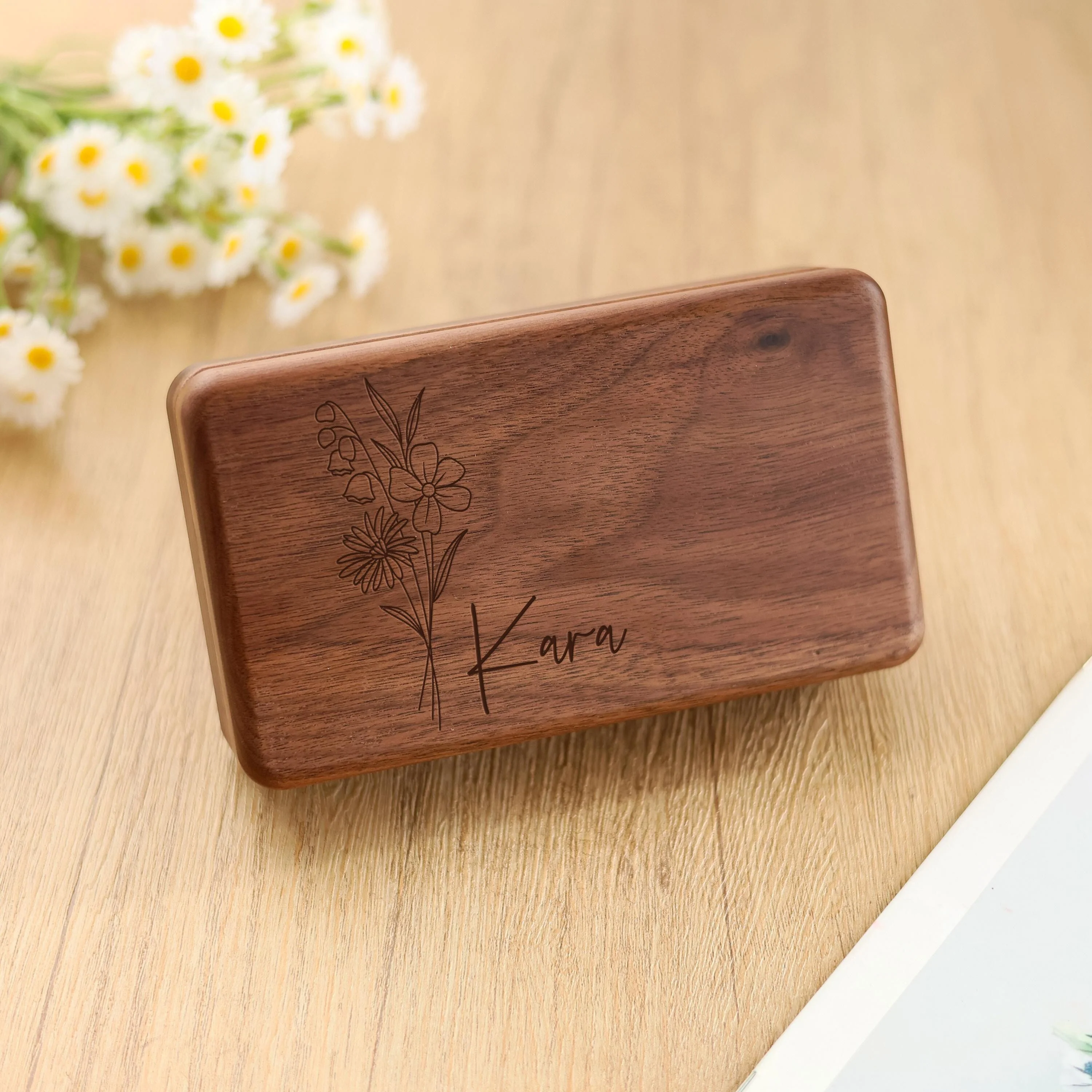 Personalized Engrave Wood Jewelry Box for Women/ Bridal Party Gifts/ Mother's day Gift/ Birthday Anniversary Gift HA75 920590 - Image 7