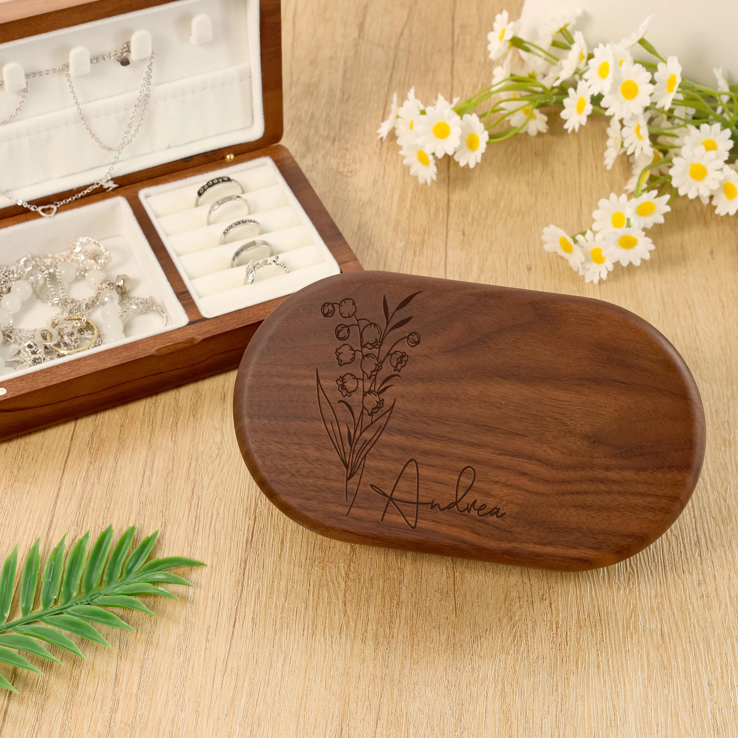 Personalized Engrave Wood Jewelry Box for Women/ Bridal Party Gifts/ Mother's day Gift/ Birthday Anniversary Gift HA75 920590 - Image 8