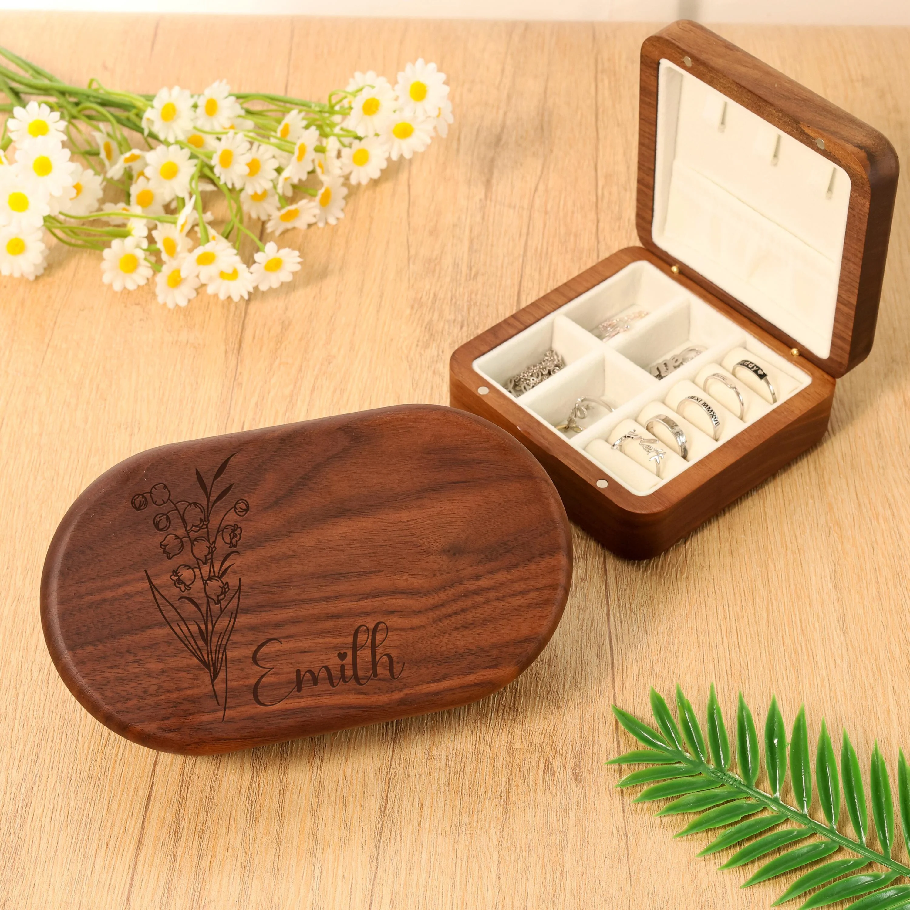 Personalized Engrave Wood Jewelry Box for Women/ Bridal Party Gifts/ Mother's day Gift/ Birthday Anniversary Gift HA75 920590 - Image 9