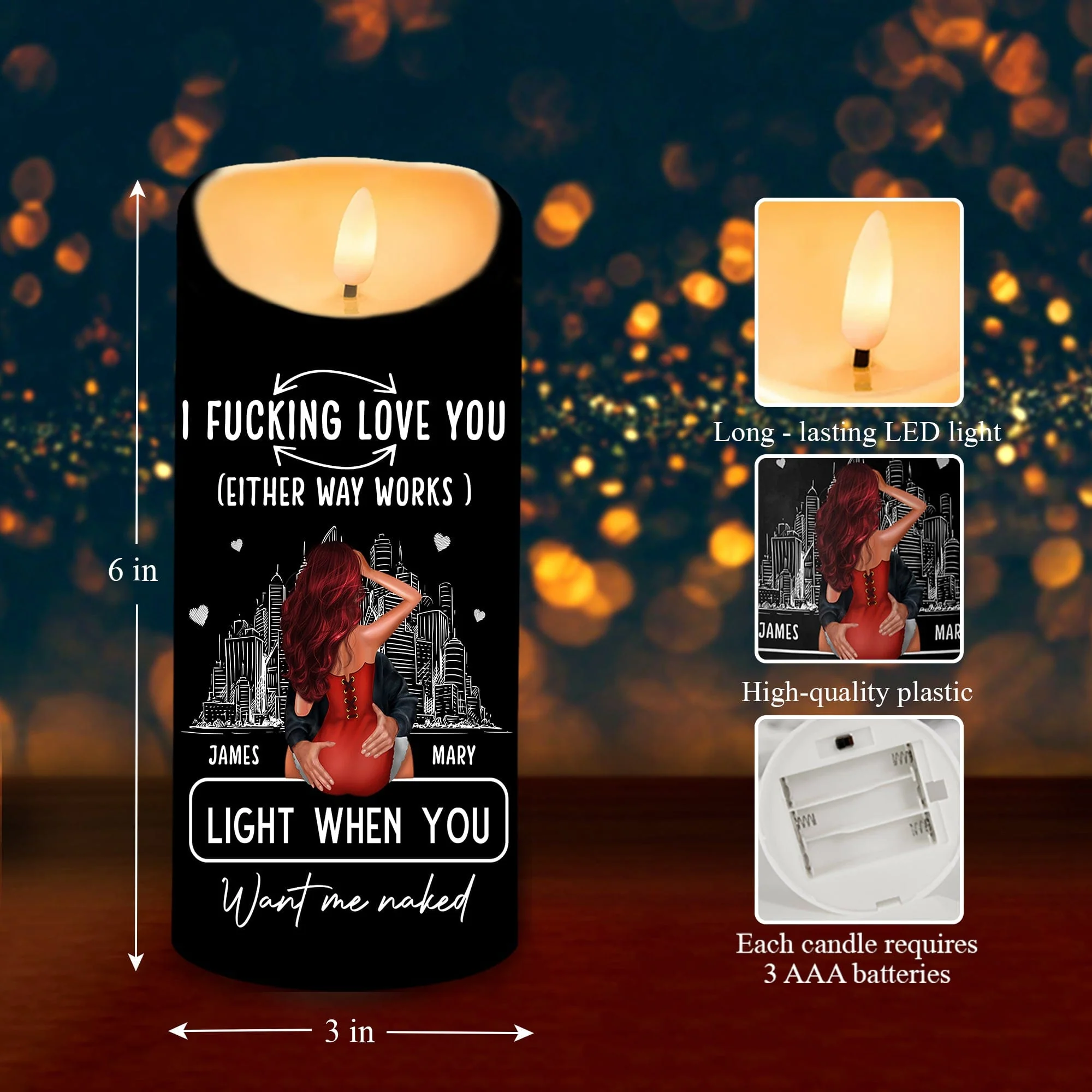 Personalized F*ck Love You Light When You Want Me Naked LED Candle HA75 891840 - Image 4