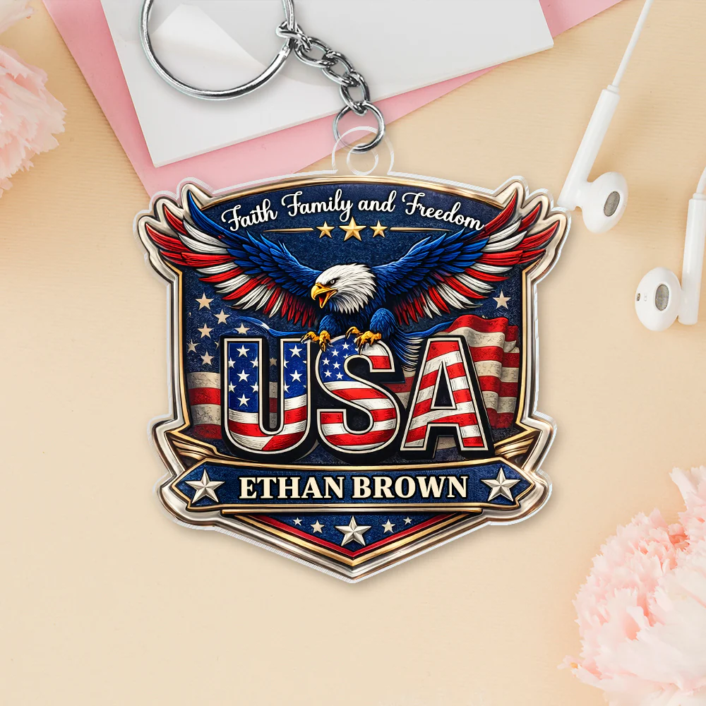 Personalized Faith, Family & Freedom 250 Years America Acrylic Keychain HA75 921016 - Image 2