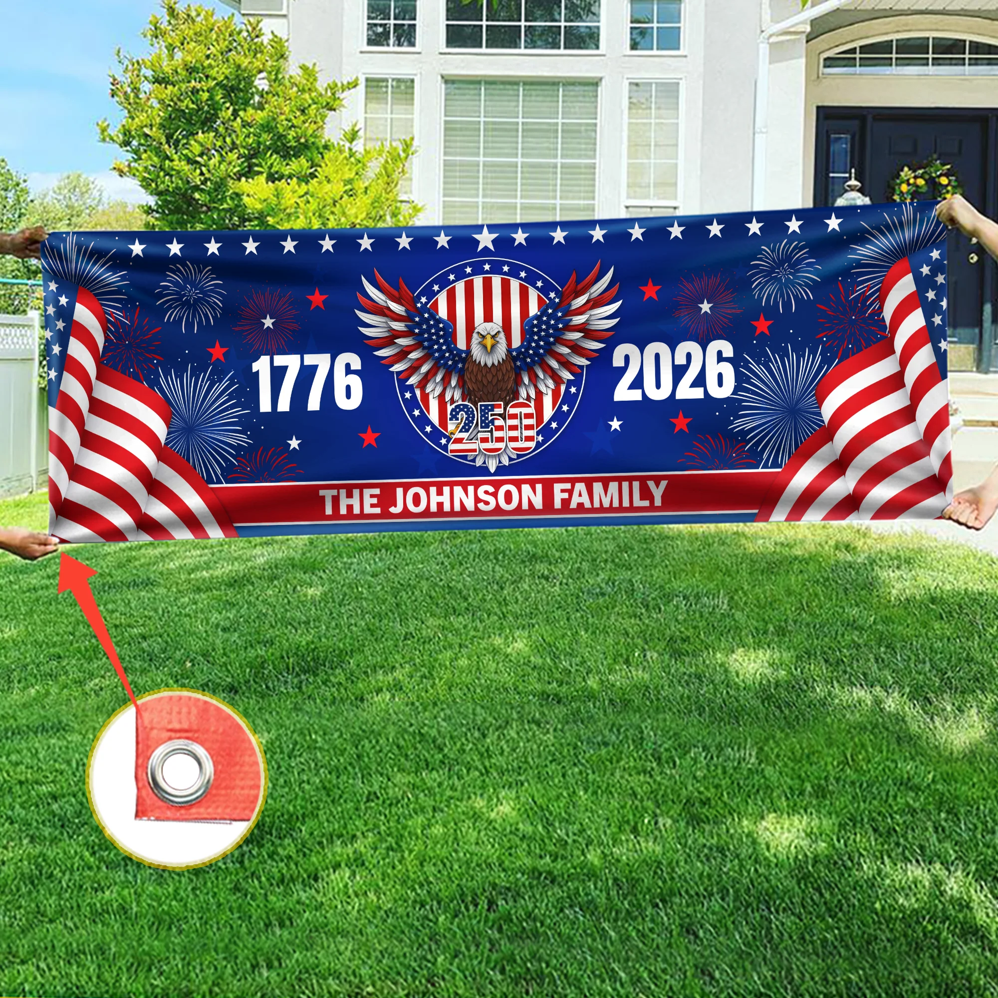 Personalized Family Name 1776-2026 250 Years Birthday America Flag Eagle Patriotic Banner HA75 898780 - Image 3