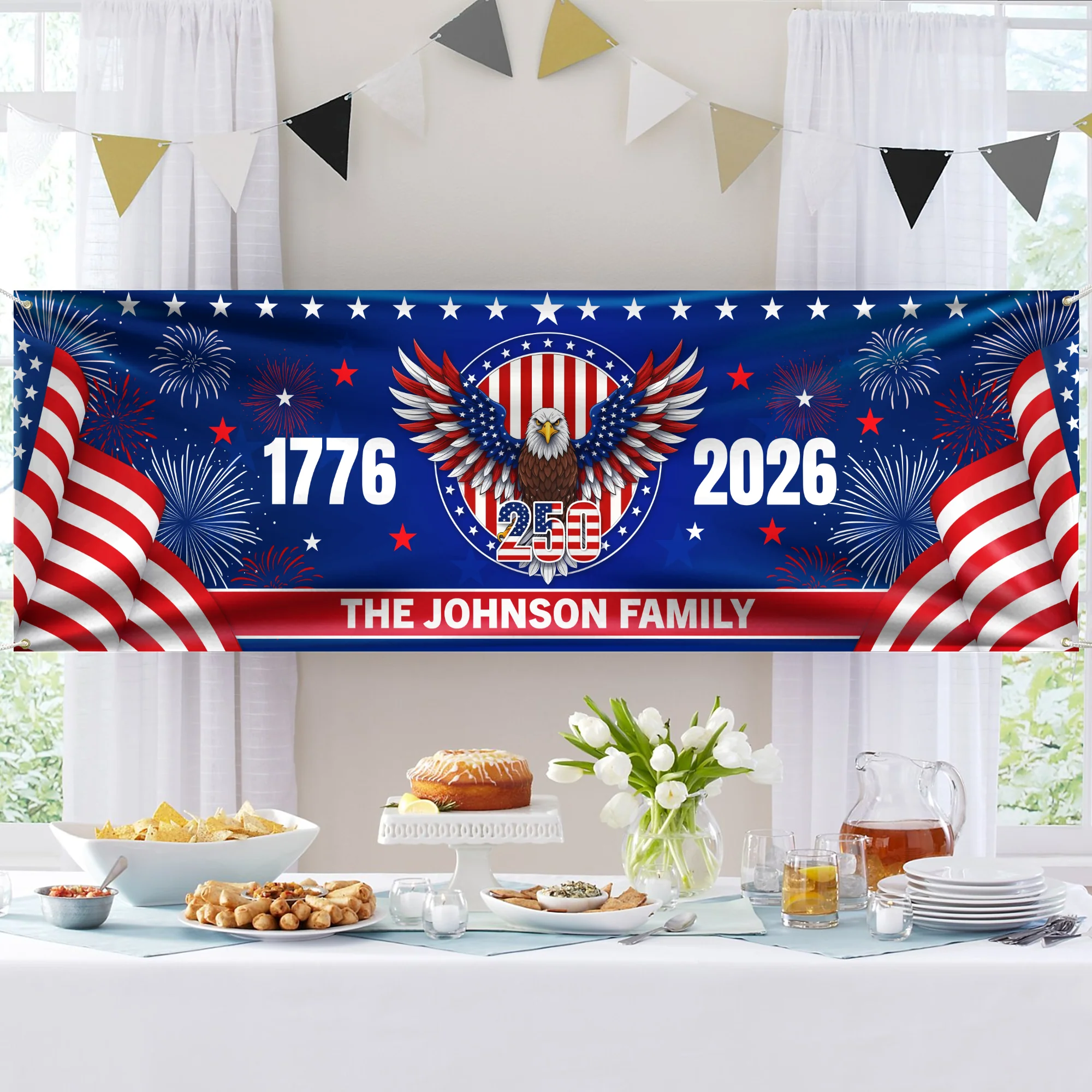 Personalized Family Name 1776-2026 250 Years Birthday America Flag Eagle Patriotic Banner HA75 898780 - Image 4