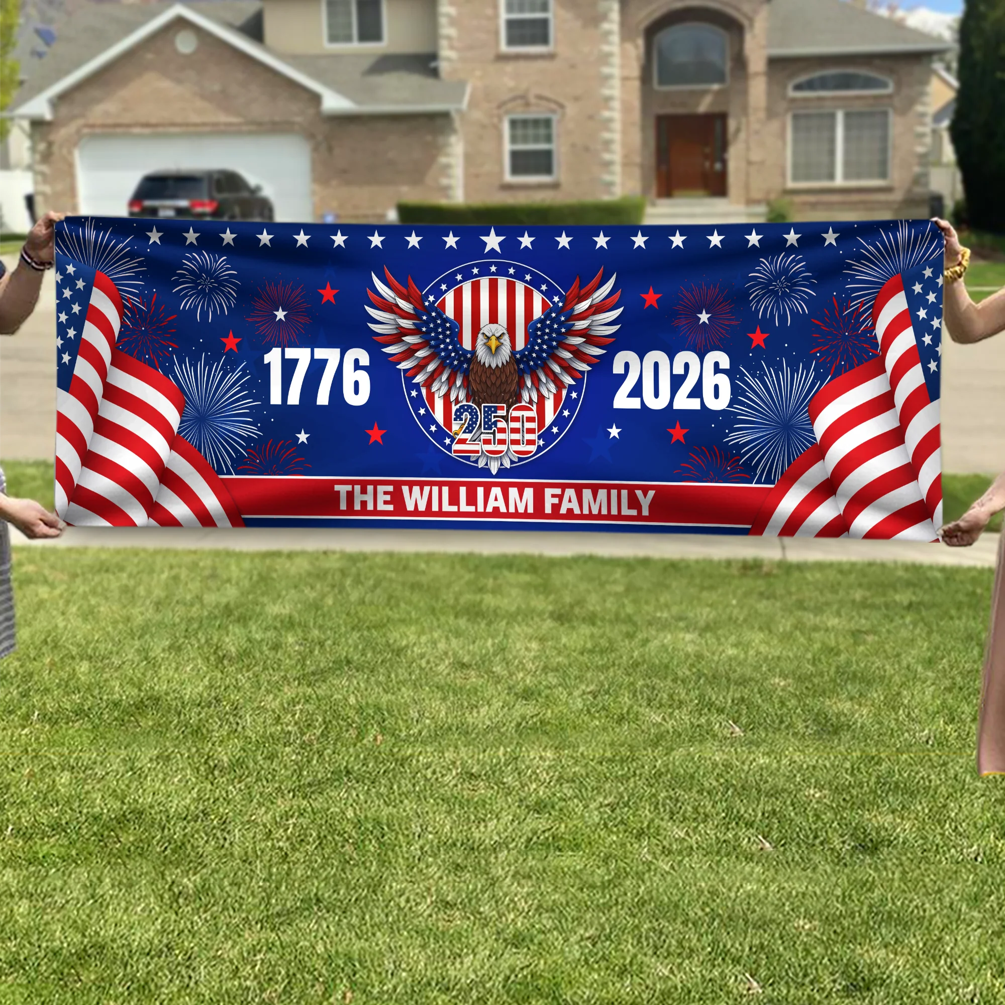 Personalized Family Name 1776-2026 250 Years Birthday America Flag Eagle Patriotic Banner HA75 898780 - Image 5