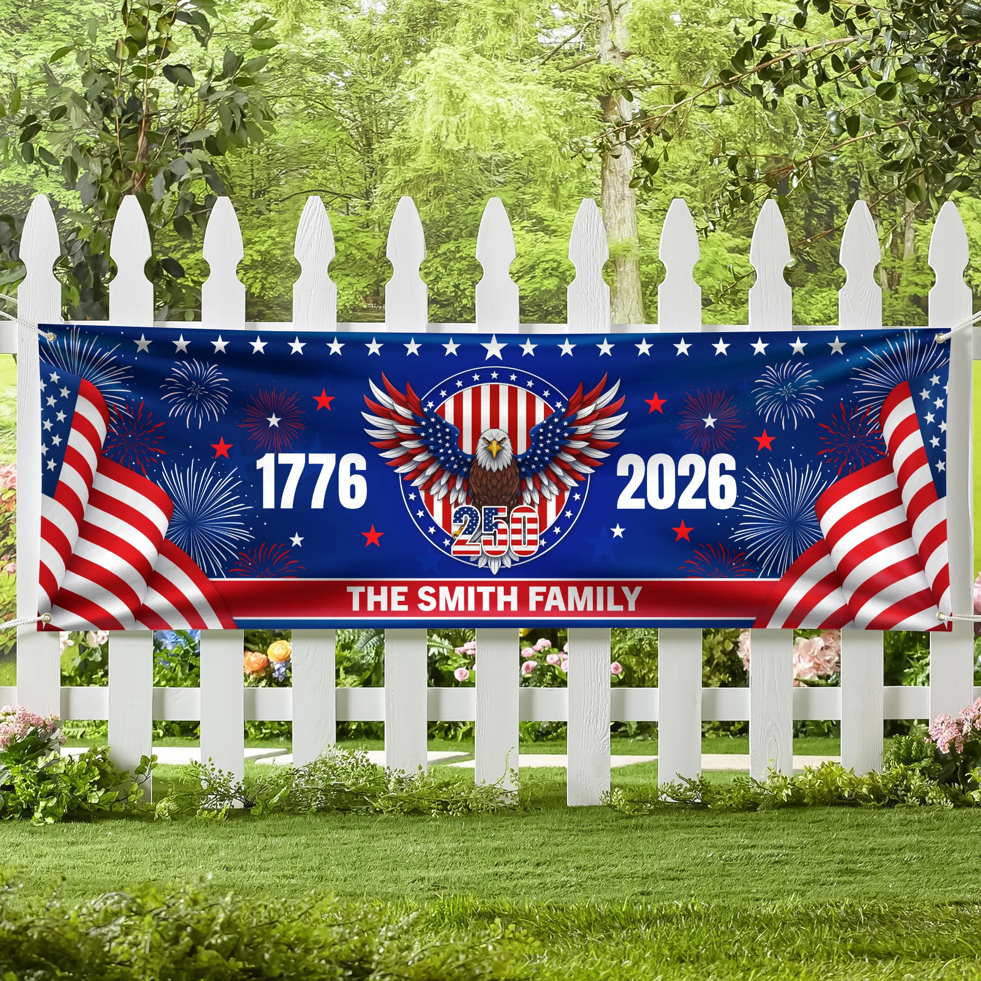 Personalized Family Name 1776-2026 250 Years Birthday America Flag Eagle Patriotic Banner HA75 898780 - Image 6