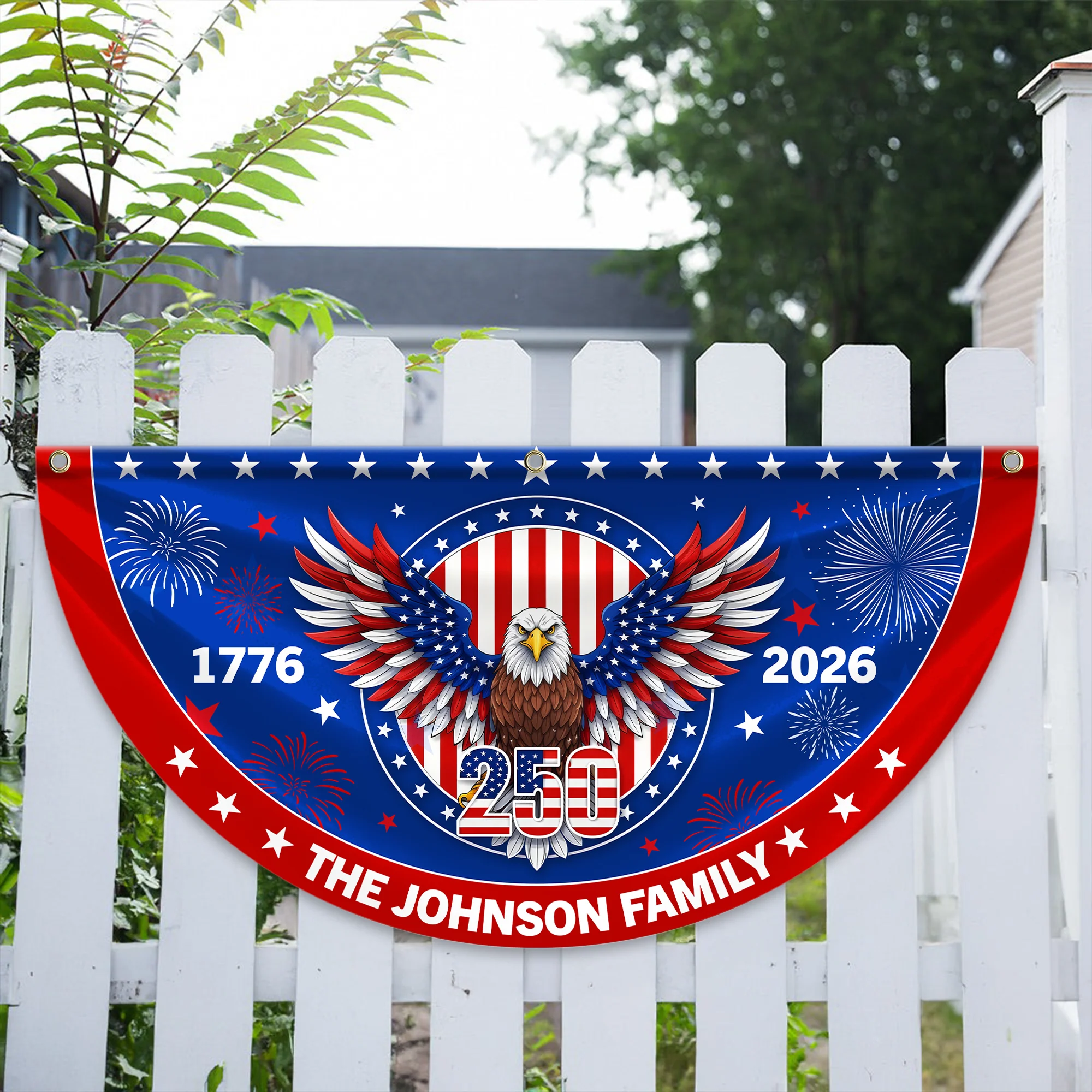 Personalized Family Name 1776-2026 250 Years Birthday America Non-Pleated Fan Flag HA75 920184 - Image 2