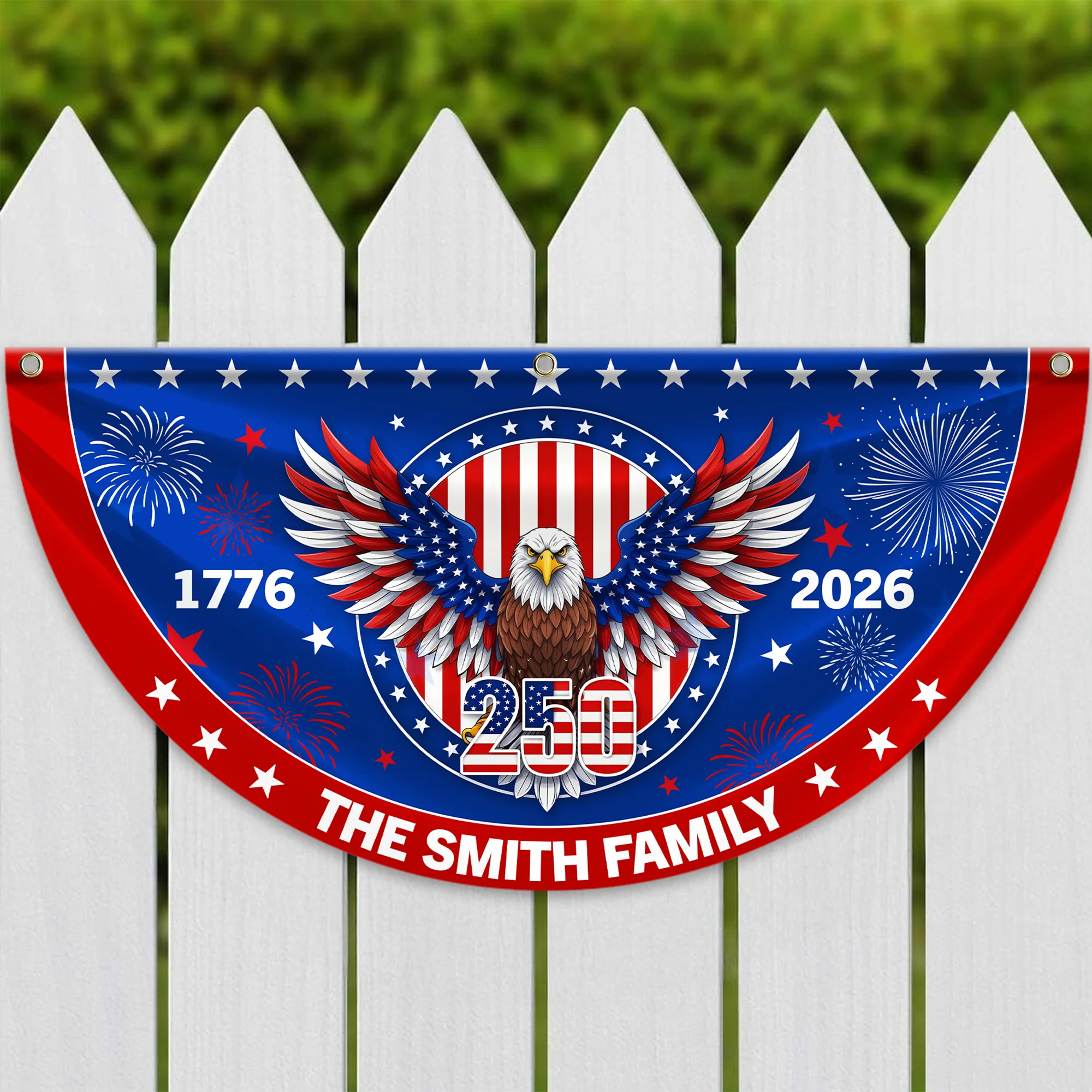 Personalized Family Name 1776-2026 250 Years Birthday America Non-Pleated Fan Flag HA75 920184 - Image 3