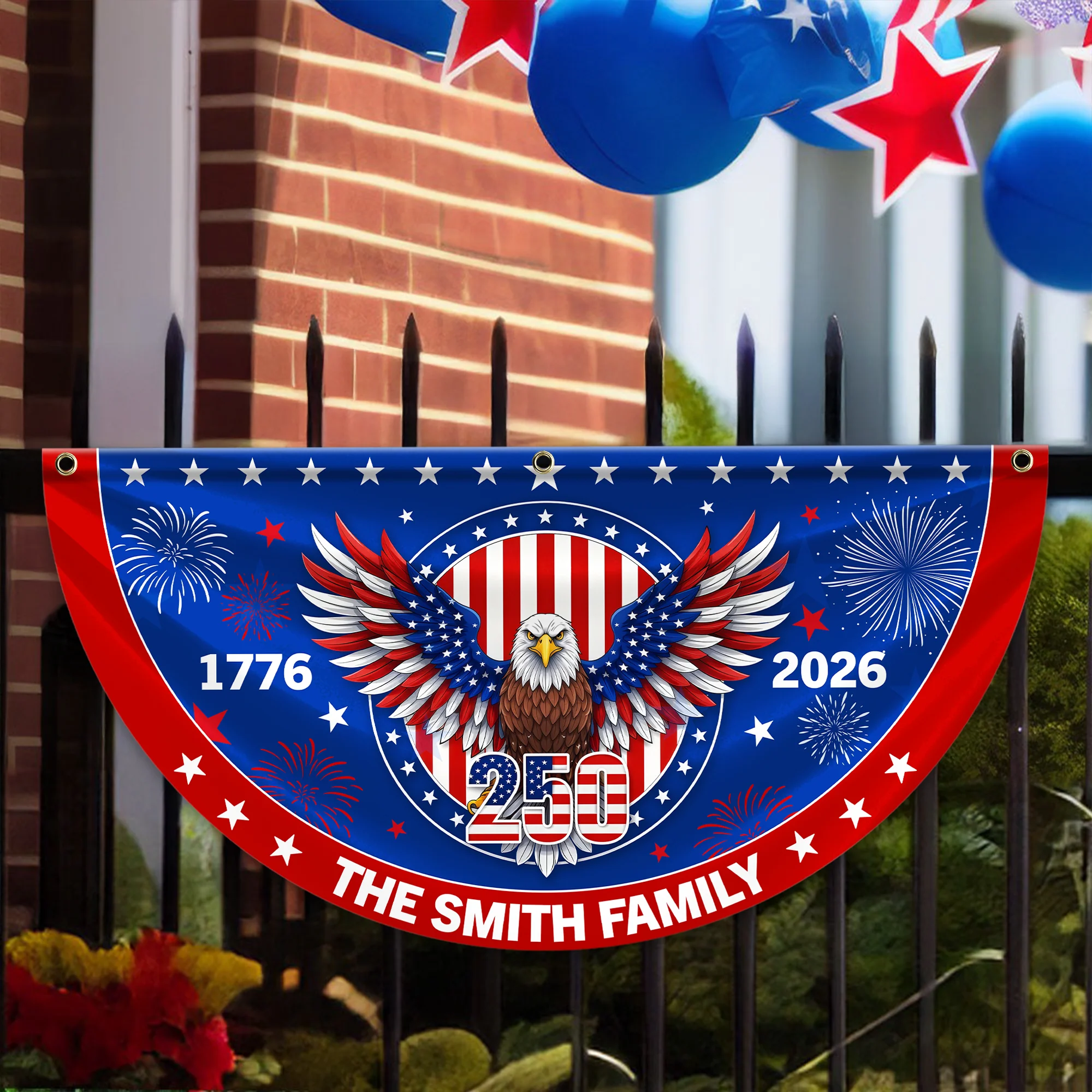 Personalized Family Name 1776-2026 250 Years Birthday America Non-Pleated Fan Flag HA75 920184 - Image 4