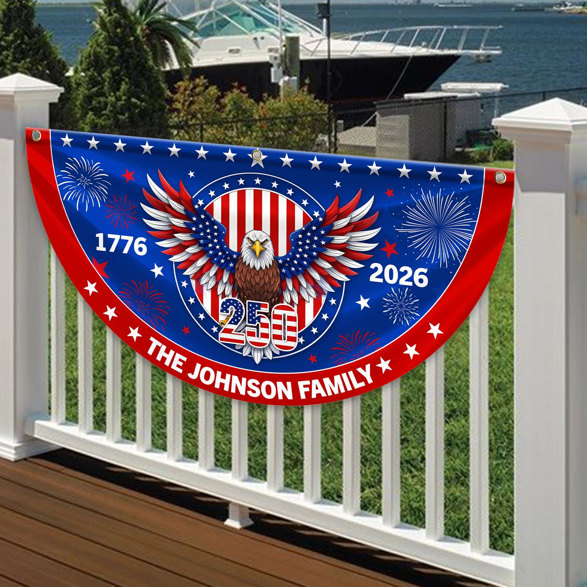 Personalized Family Name 1776-2026 250 Years Birthday America Non-Pleated Fan Flag HA75 920184 - Image 6