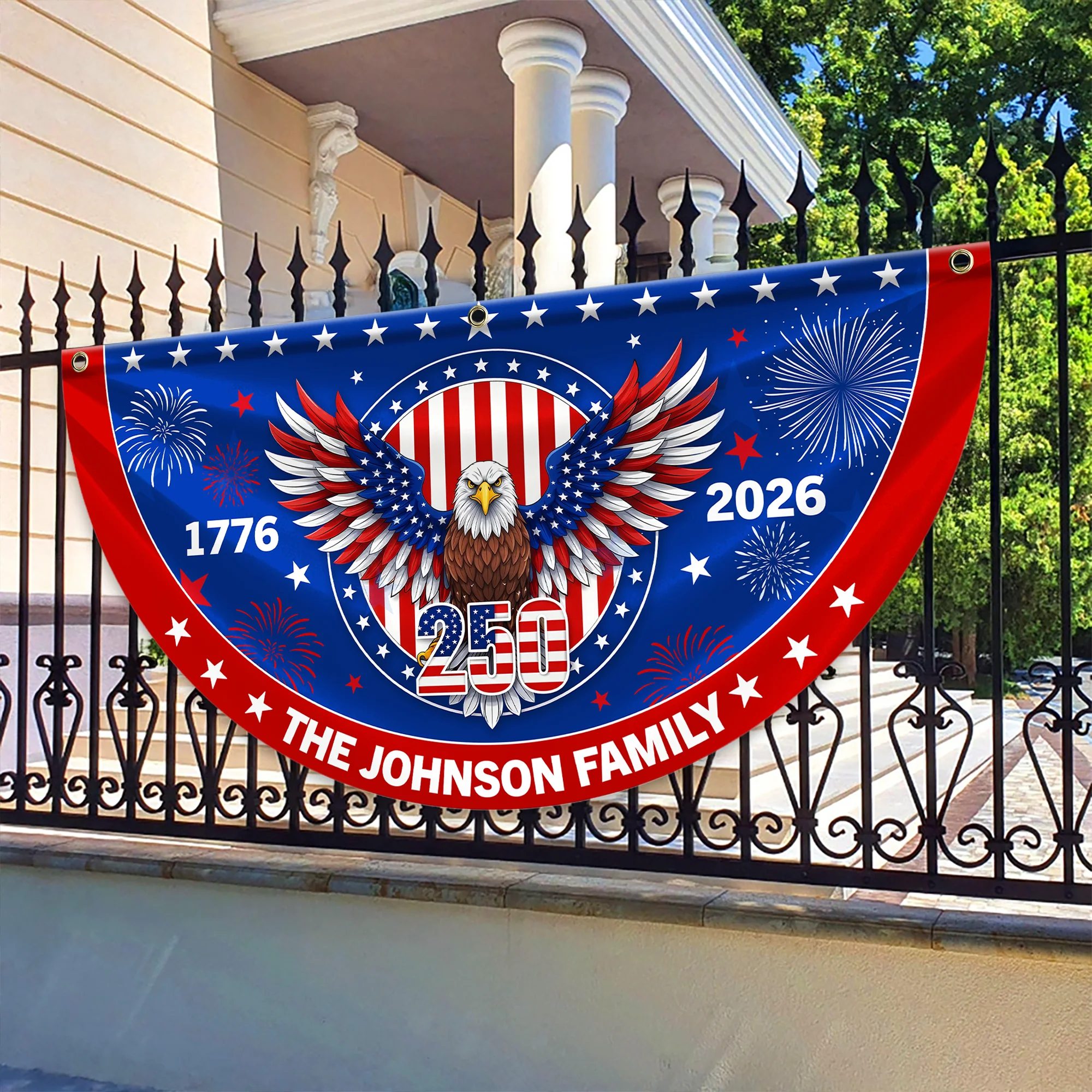 Personalized Family Name 1776-2026 250 Years Birthday America Non-Pleated Fan Flag HA75 920184 - Image 7