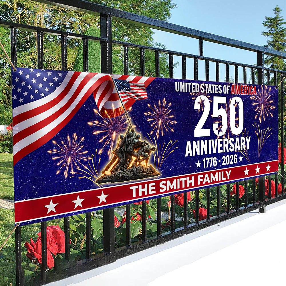 Personalized Family Name 1776-2026 250th Anniversary USA Patriotic Banner HA75 920728 - Image 2