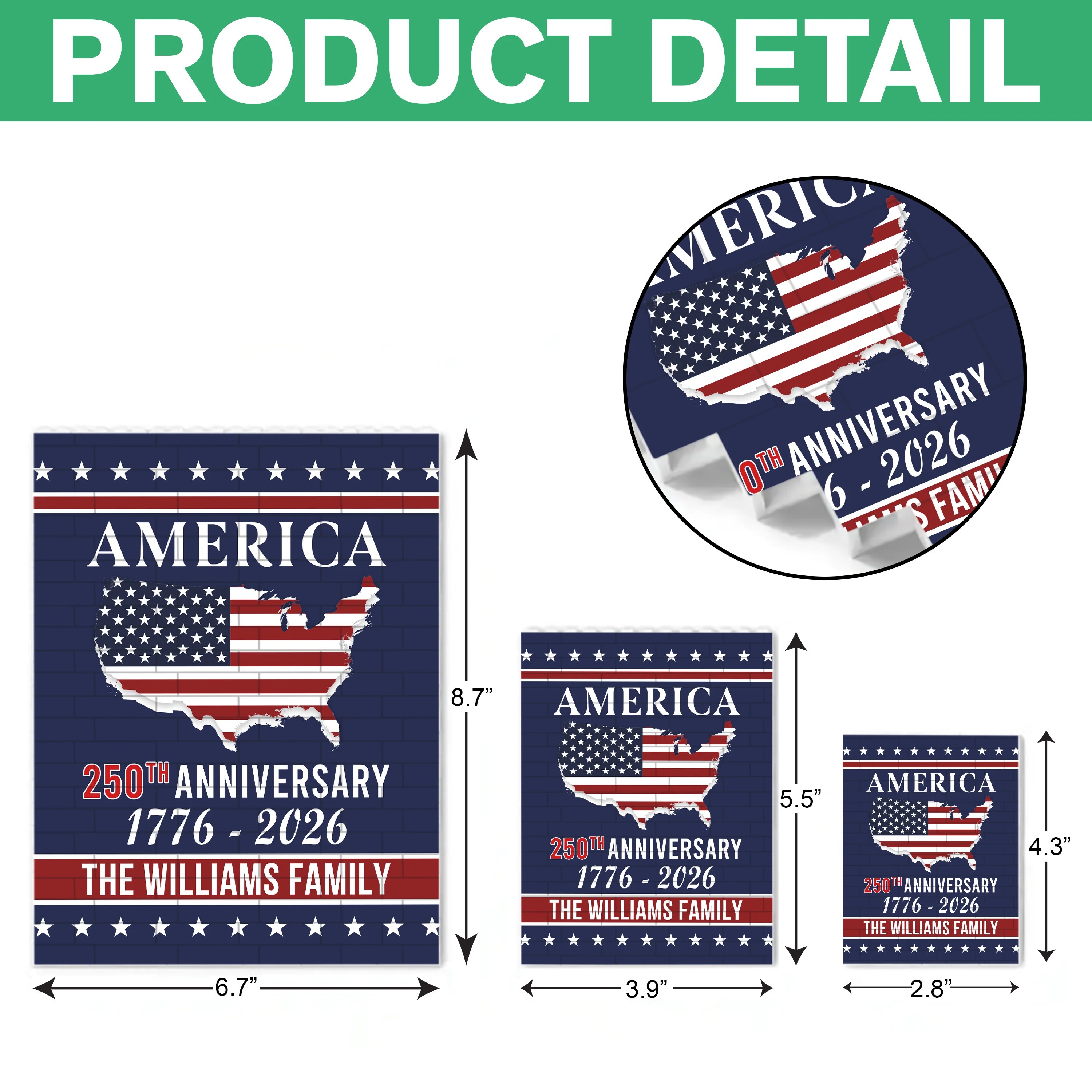 Personalized Family Name America 250th Anniversary Building Brick Blocks HA75 920536 - Image 7