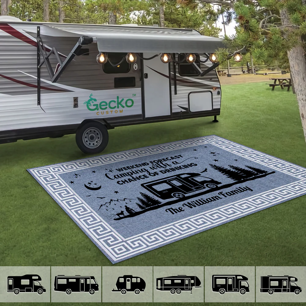Personalized Family Name Floral Vintage Camping Patio Rug, Patio Mat HA75 892640 - Image 2