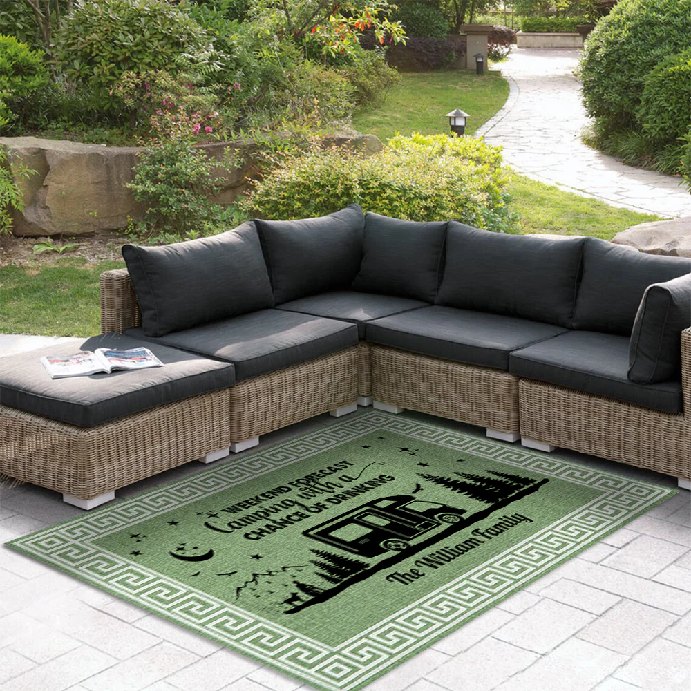 Personalized Family Name Floral Vintage Camping Patio Rug, Patio Mat HA75 892640 - Image 3