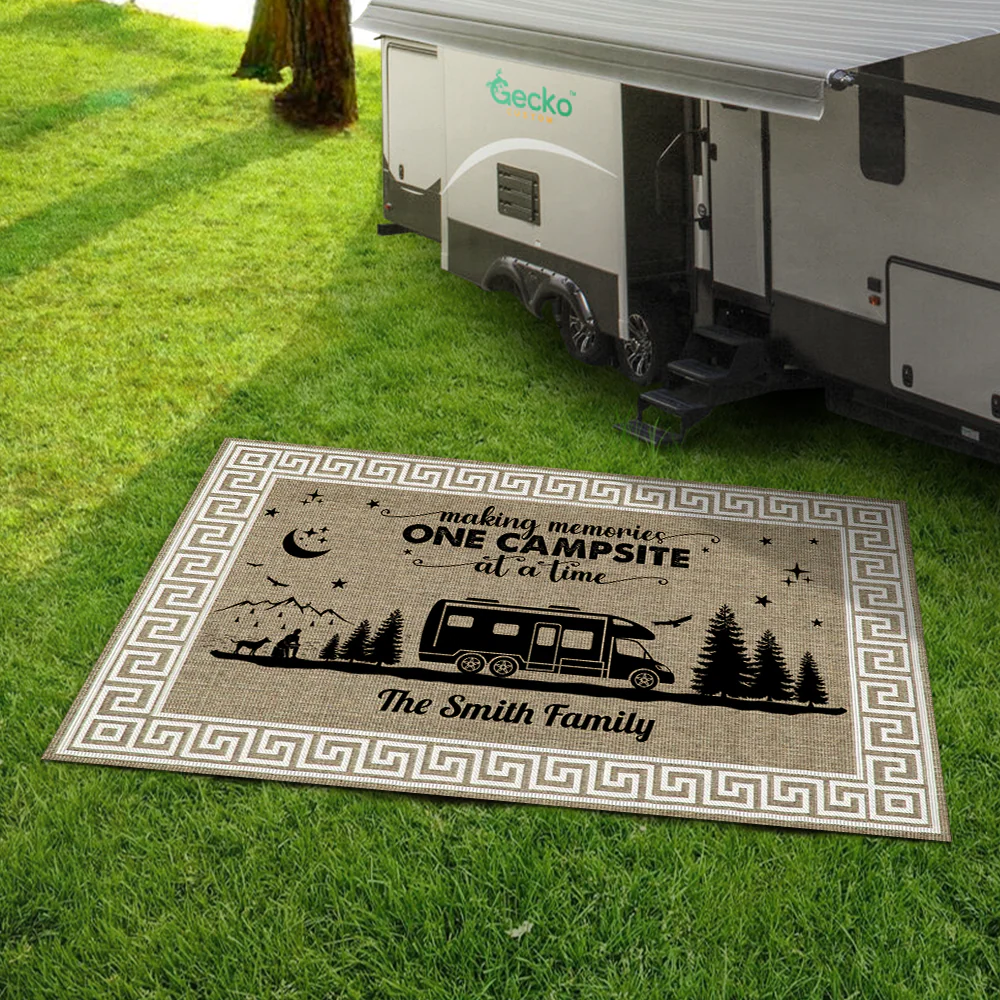 Personalized Family Name Floral Vintage Camping Patio Rug, Patio Mat HA75 892640 - Image 5