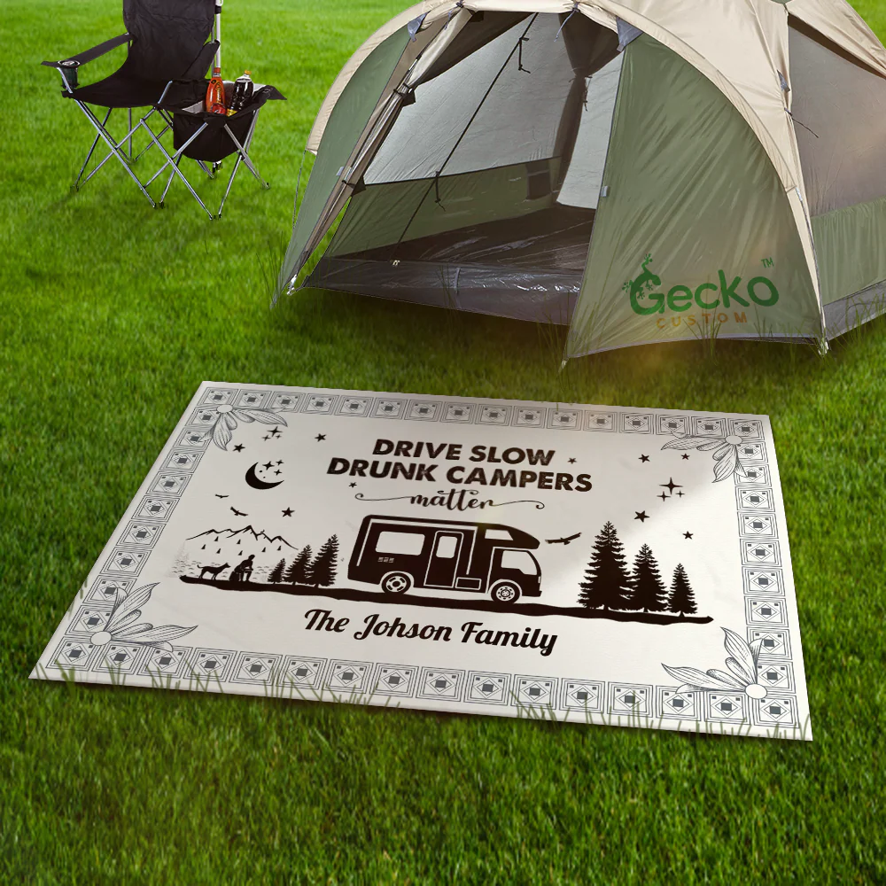 Personalized Family Name Floral Vintage Camping Patio Rug, Patio Mat HA75 892640 - Image 6