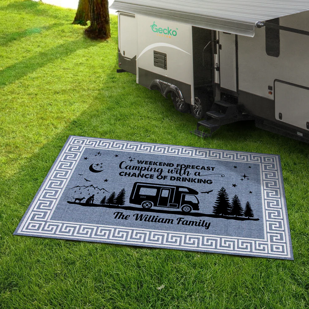 Personalized Family Name Floral Vintage Camping Patio Rug, Patio Mat HA75 892640 - Image 7