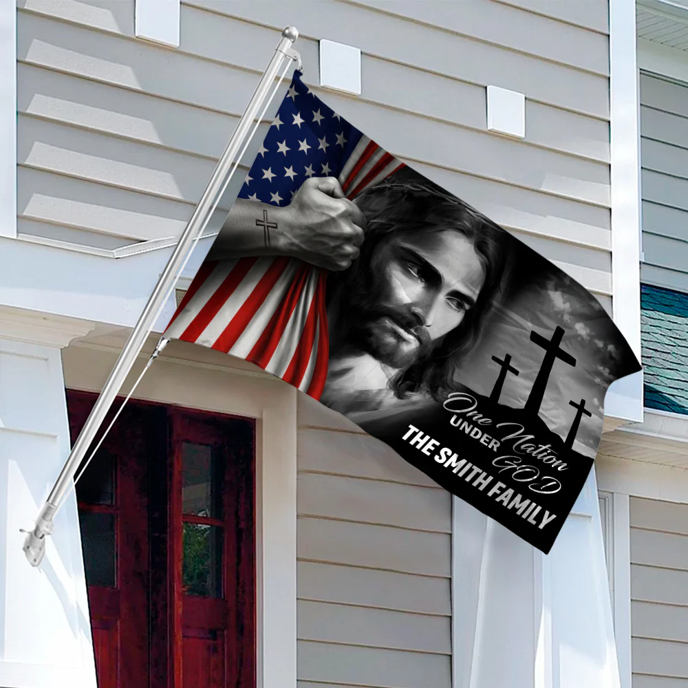 Personalized Family Name One Nation Under God Banner House Flag HA75 898192 - Image 4