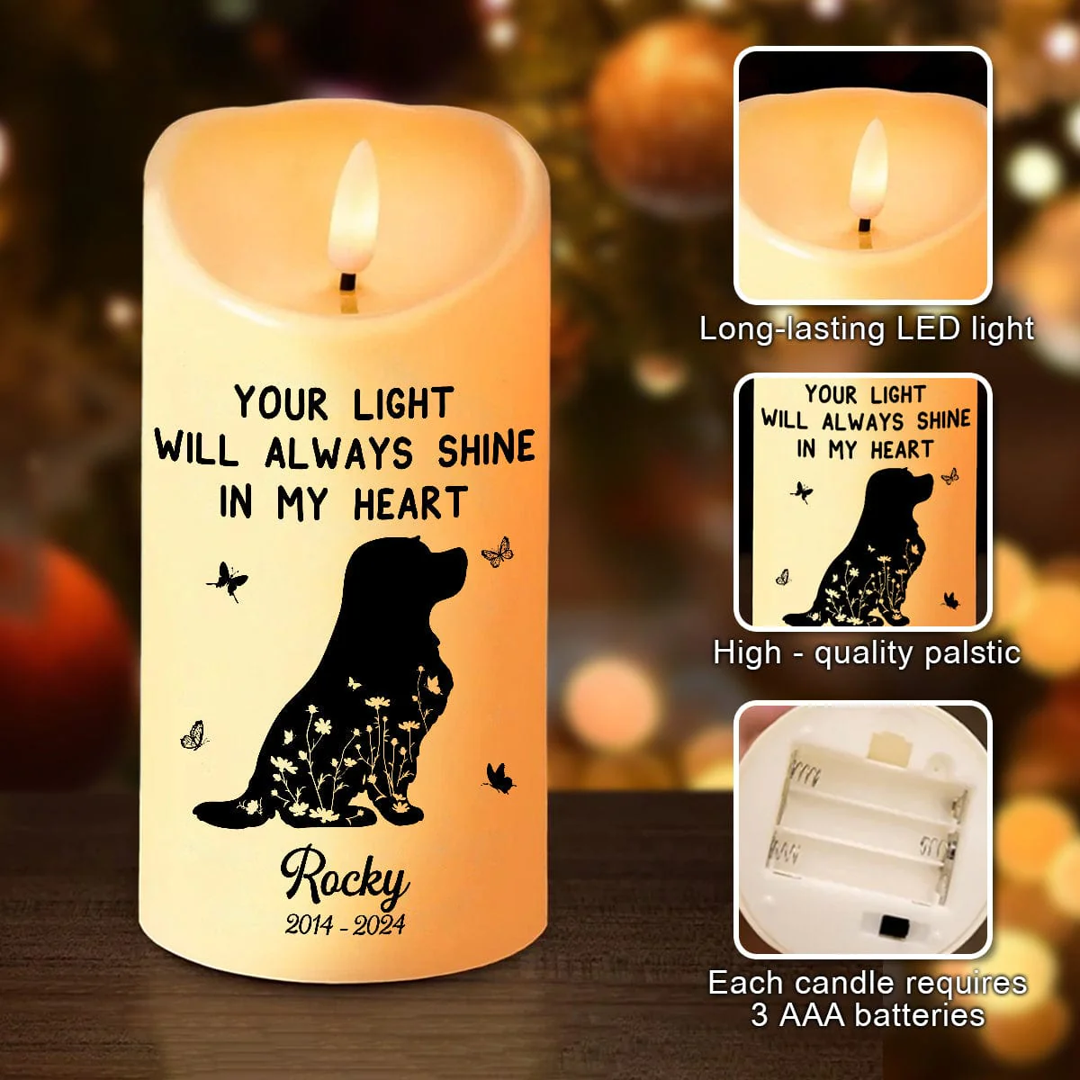 Personalized Forever Loved, Always In Our Hearts Memorial LED Candle HA75 891732 - Image 3
