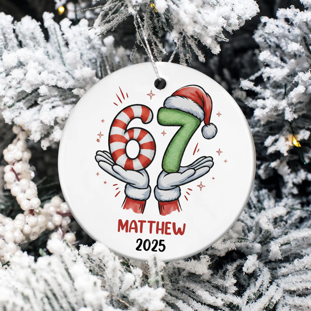 Personalized Funny Kids Six Seven Christmas Ornament, Funny Teen Grandkid Ceramic Ornament HA75 898302 - Image 4