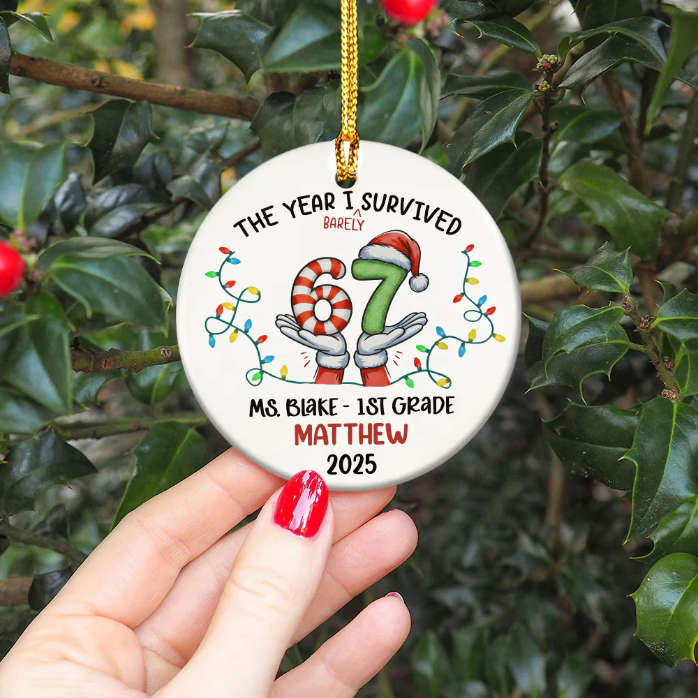 Personalized Funny Kids Six Seven Christmas Ornament, Funny Teen Grandkid Ceramic Ornament HA75 898302 - Image 5