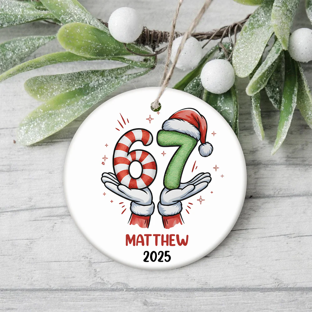 Personalized Funny Kids Six Seven Christmas Ornament, Funny Teen Grandkid Ceramic Ornament HA75 898302 - Image 6