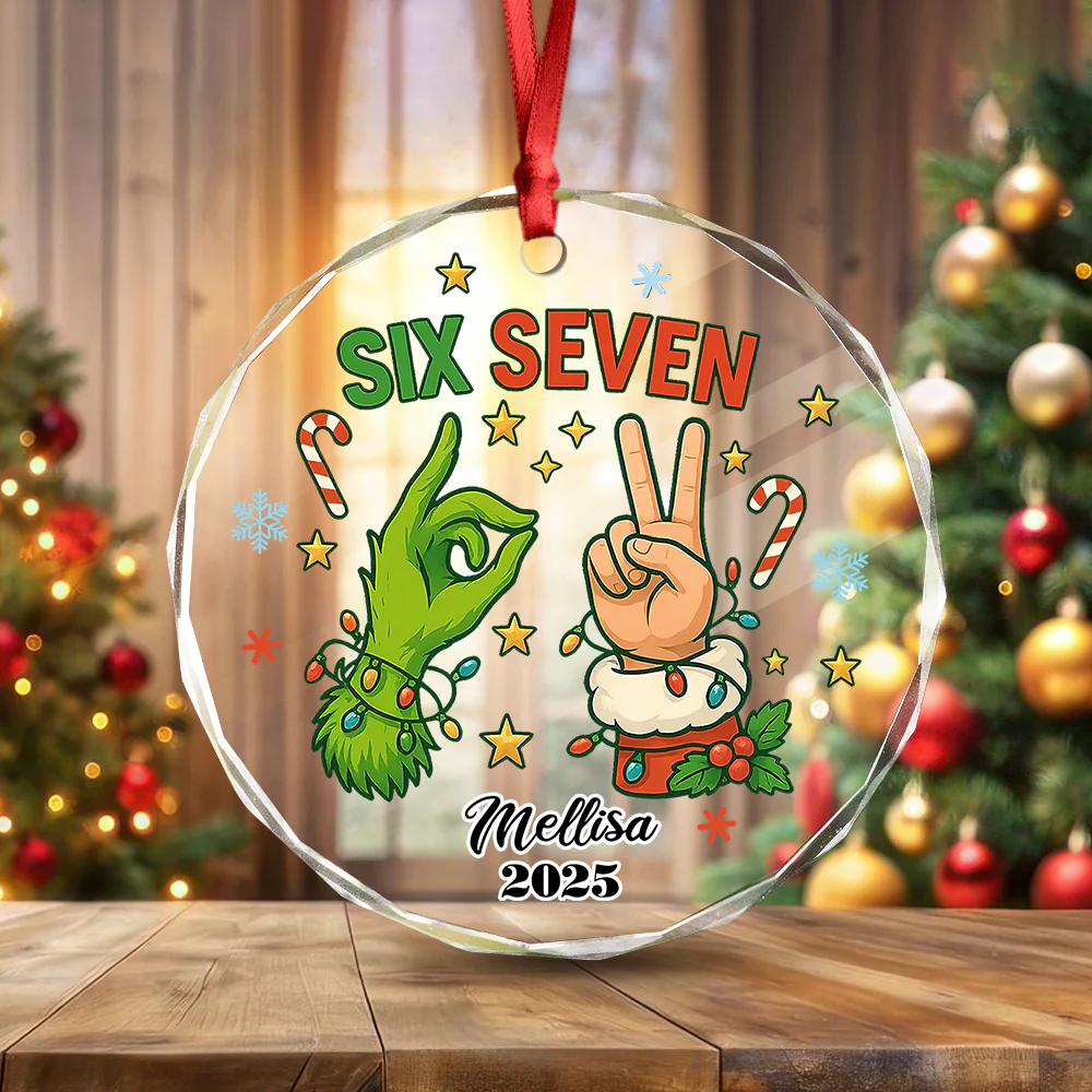 Personalized Funny ‘Six Seven’, Holiday Glass Xmas Decor Glass Ornament HA75 898306 - Image 3