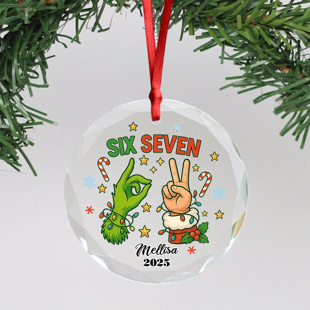 Personalized Funny ‘Six Seven’, Holiday Glass Xmas Decor Glass Ornament HA75 898306 - Image 5