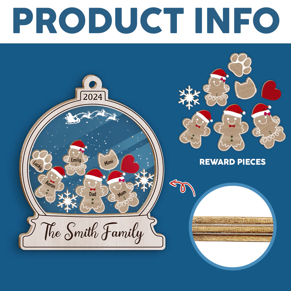 Personalized Gingerbread With Hat Family Shaker Ornament Christmas Gift HA75 891614 - Image 4