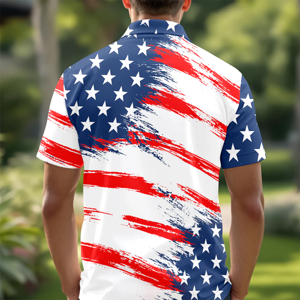 Personalized Golf Ball America Flag Patriotic Polo Shirt Gift For Golfer, Golf Lovers HA75 898708 - Image 2
