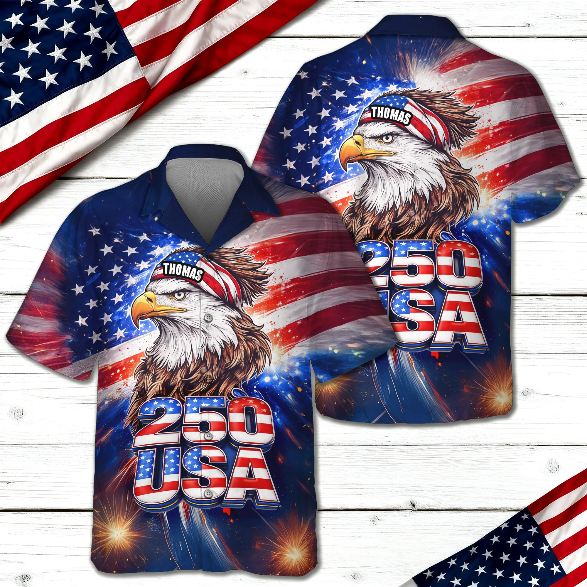Personalized Name 250 Eagle America Patriotic Hawaii Shirt HA75 921008 - Image 3