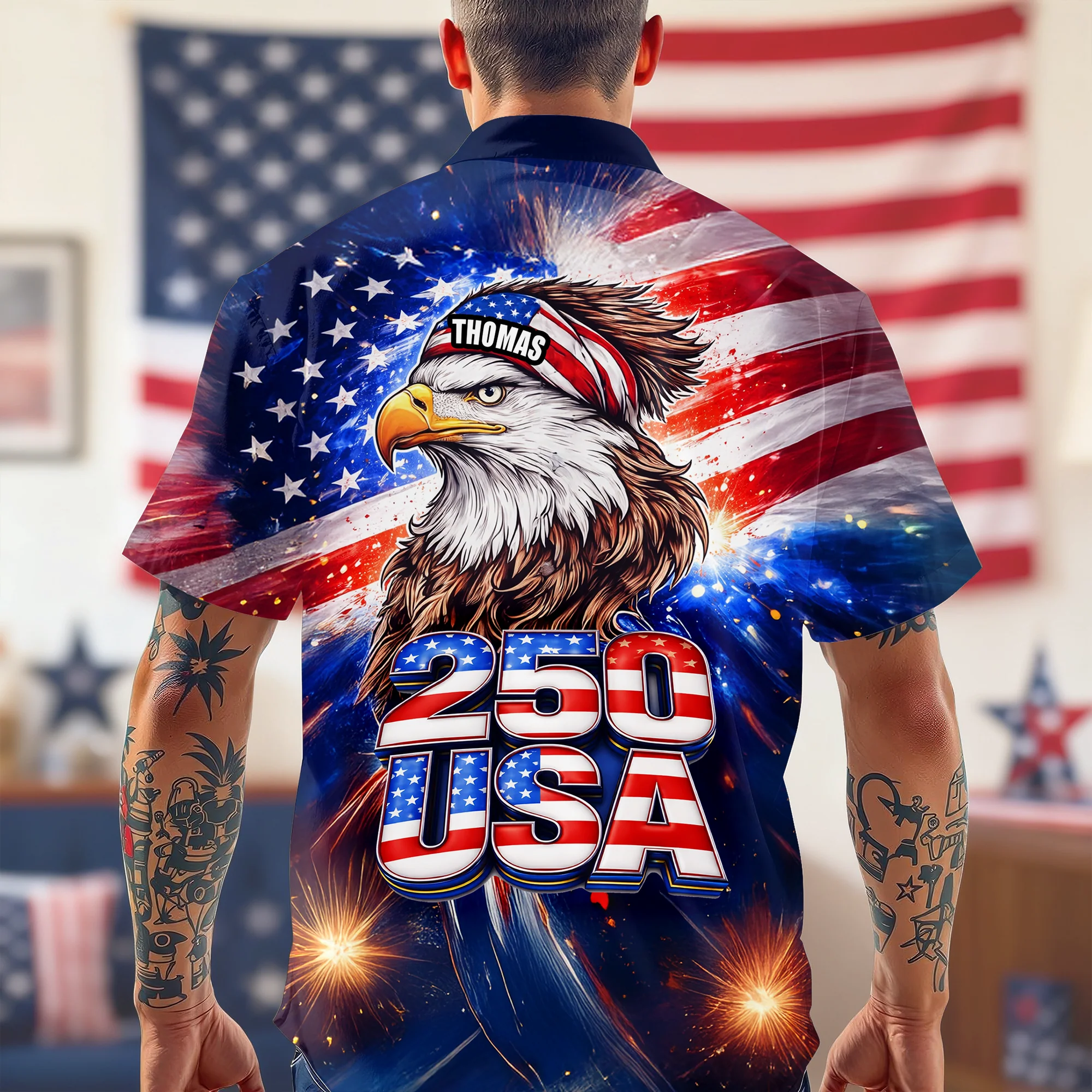 Personalized Name 250 Eagle America Patriotic Hawaii Shirt HA75 921008 - Image 5