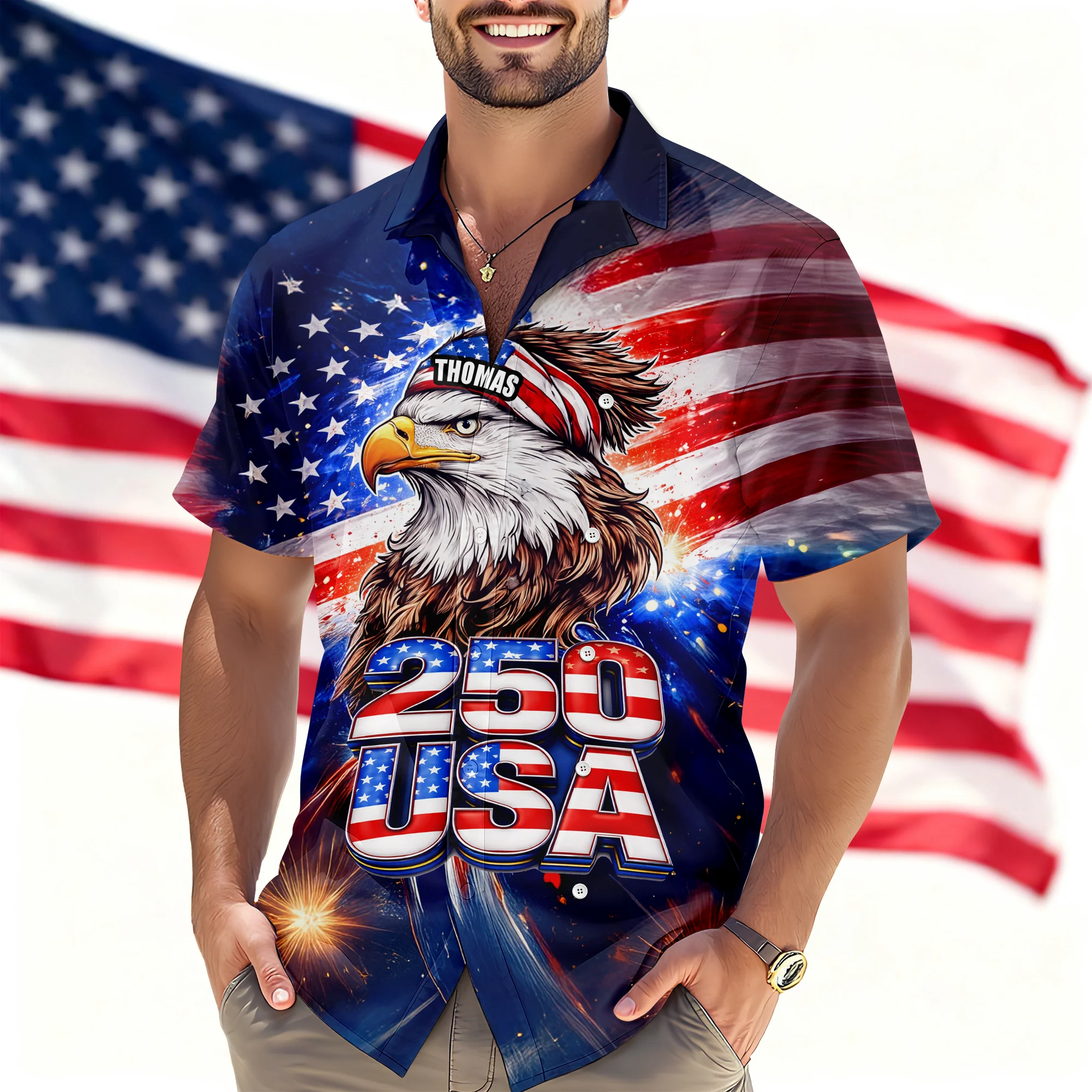 Personalized Name 250 Eagle America Patriotic Hawaii Shirt HA75 921008 - Image 7