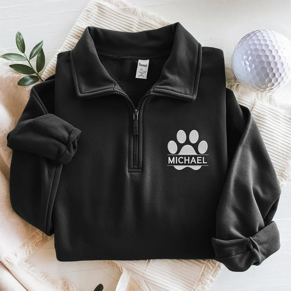 Personalized Name Embroidered Golf Quarter Zip Sweater For Dog Cat Lovers HA75 898626 - Image 3