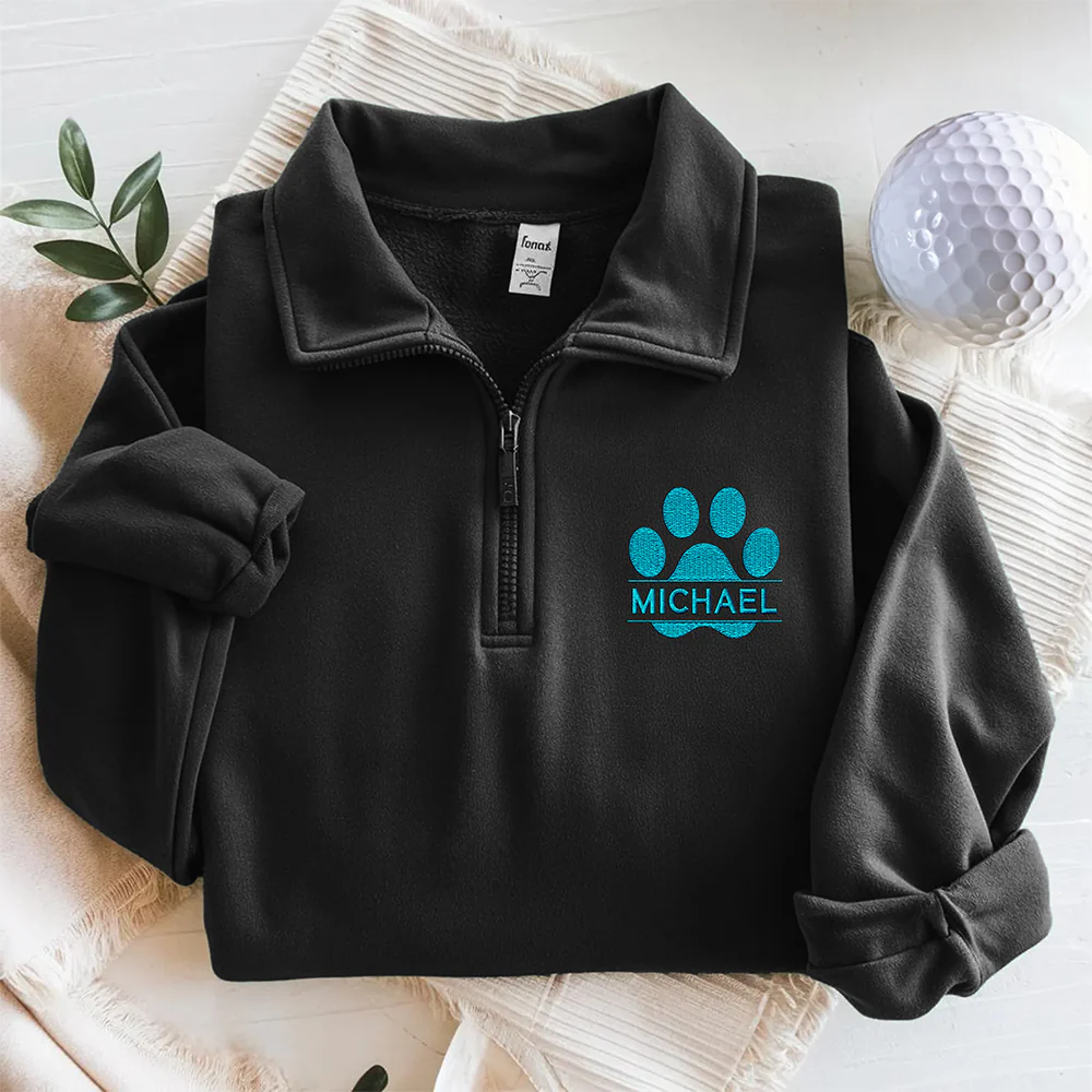 Personalized Name Embroidered Golf Quarter Zip Sweater For Dog Cat Lovers HA75 898626 - Image 5