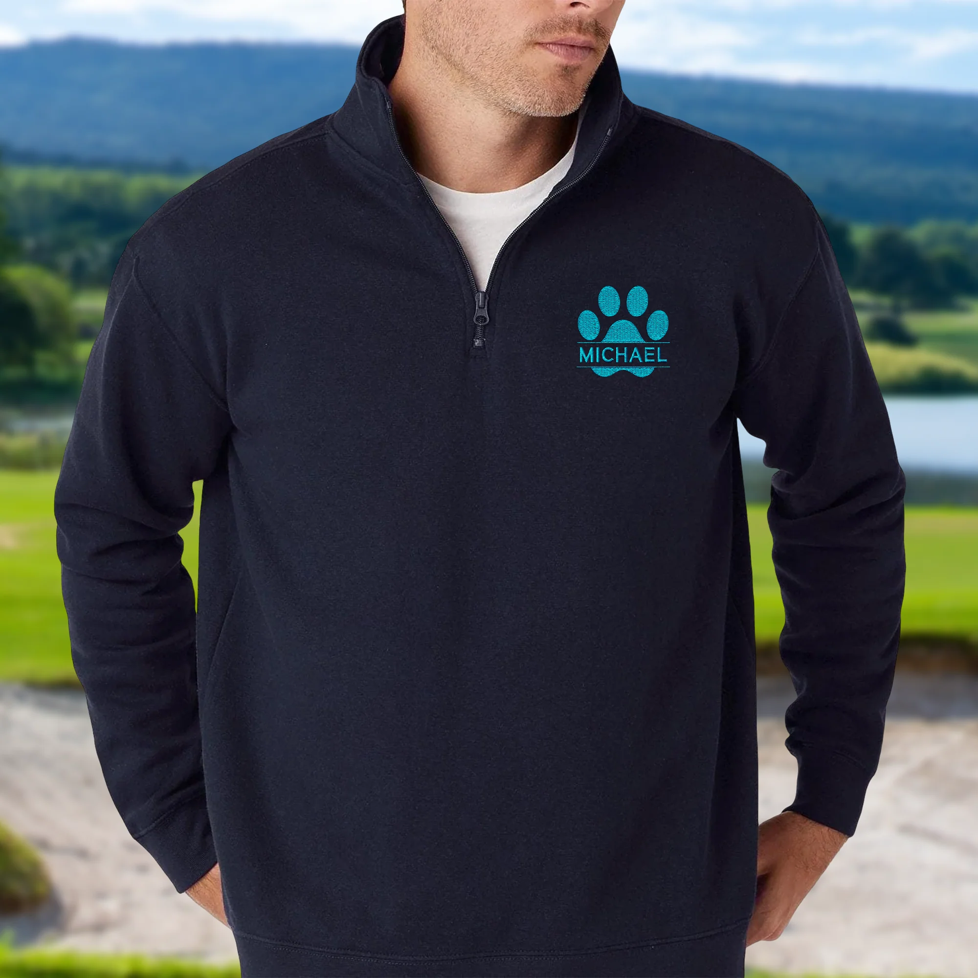 Personalized Name Embroidered Golf Quarter Zip Sweater For Dog Cat Lovers HA75 898626 - Image 6
