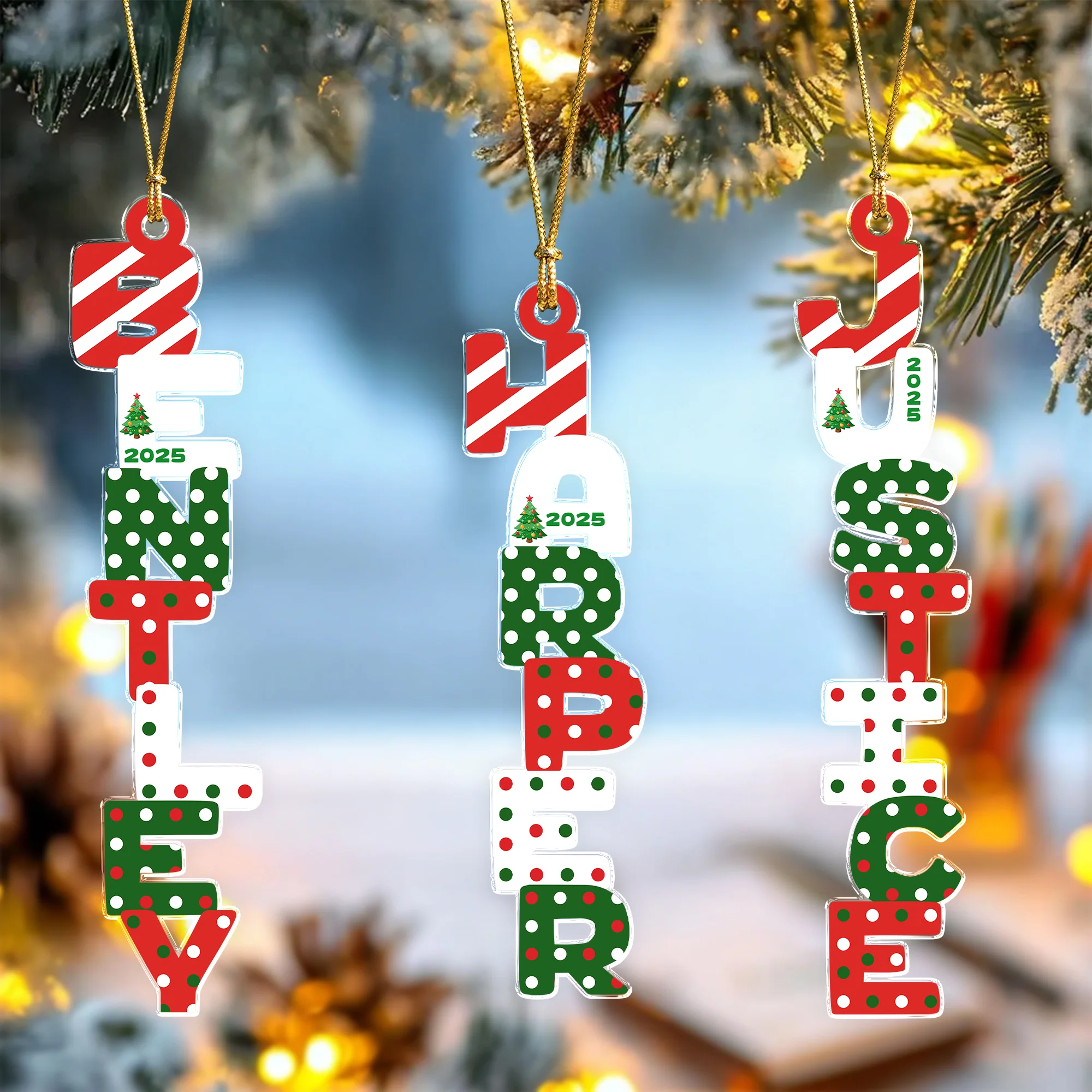 Personalized Name Letter Christmas Acrylic Ornament Family Gift HA75 897998 - Image 3