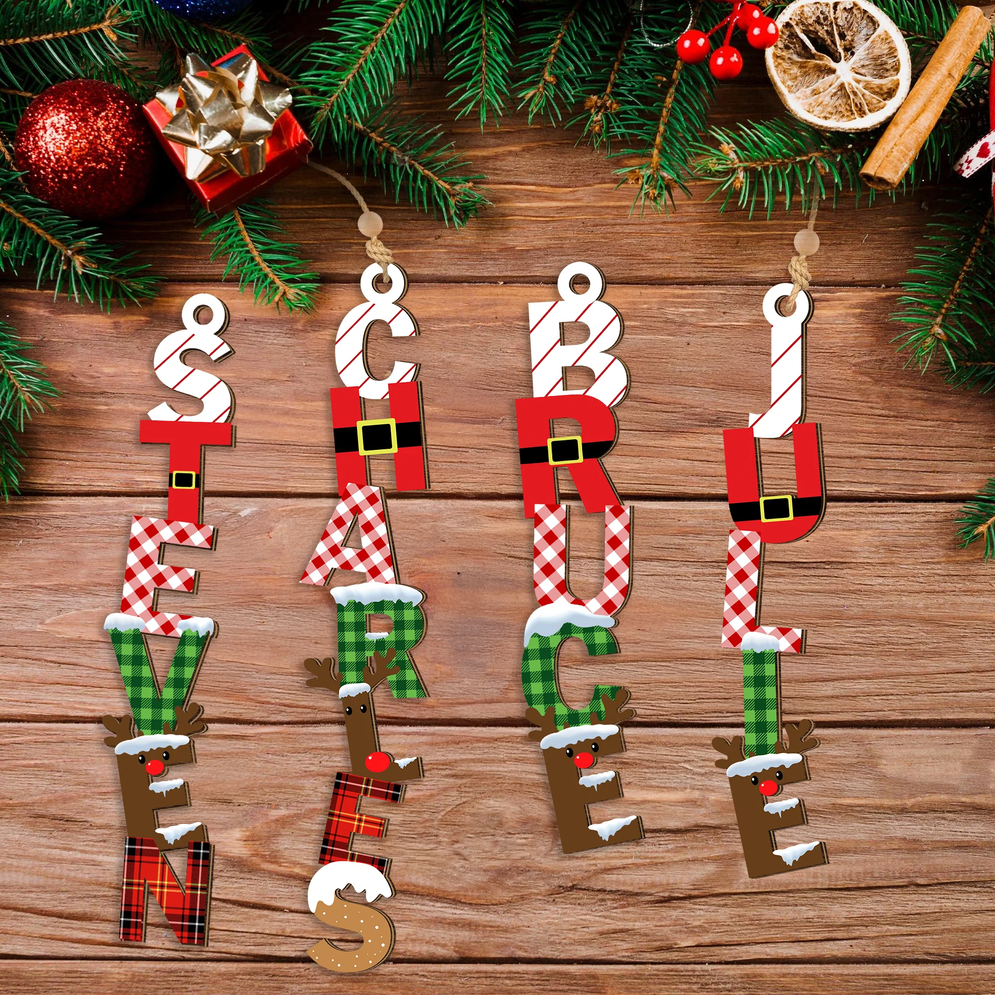 Personalized Name Letter Christmas Wood Ornament Family Gift HA75 897852 - Image 6
