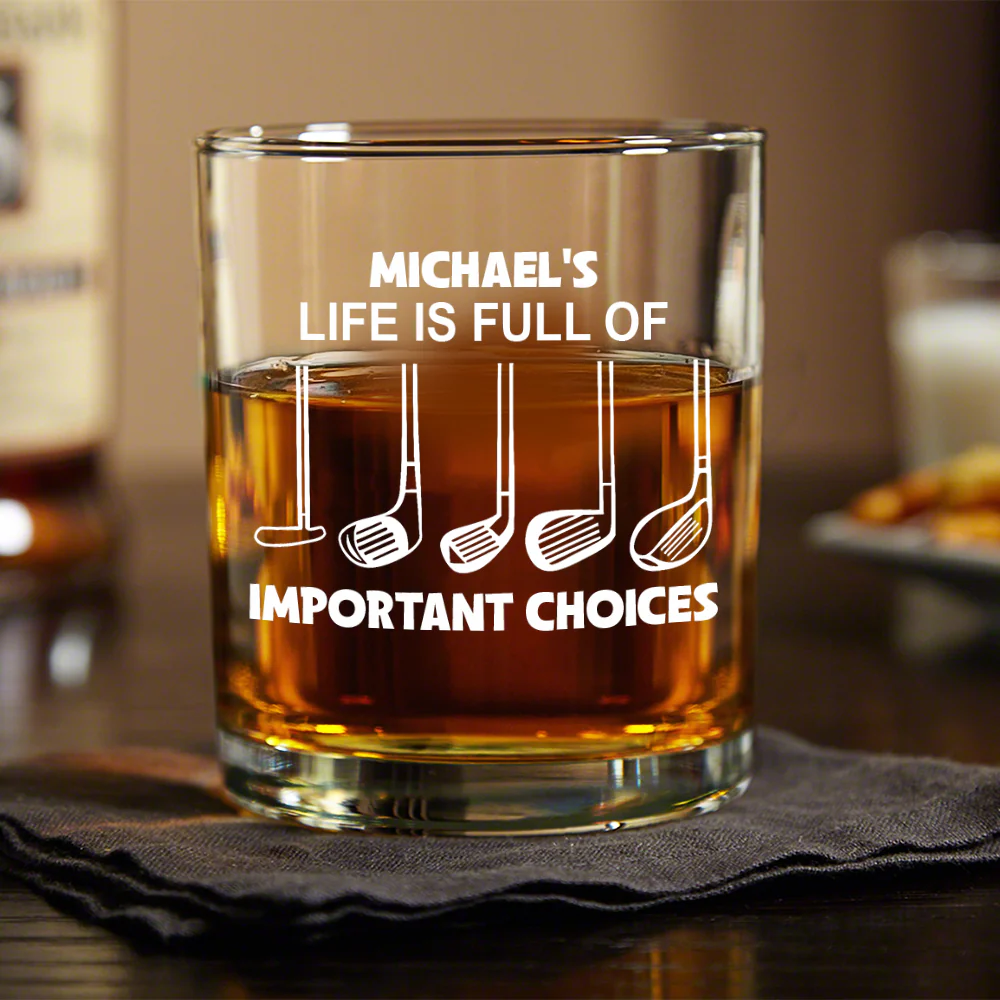 Personalized Name Life Is Full Of Choices Golf Engraved Rock Glass Gift for Golfer HA75 898530 - Image 2
