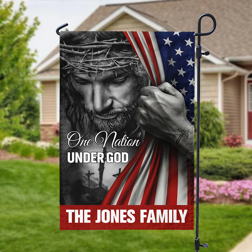 Personalized One Nation Under God Flag - American Christian Jesus Garden Flag HA75 897442 - Image 7