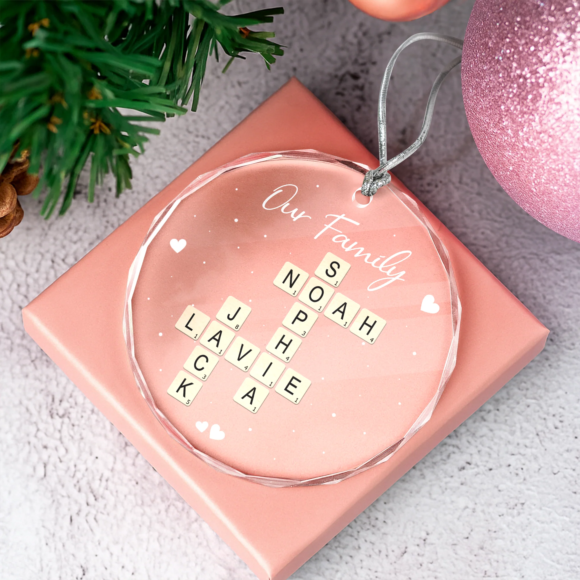 Personalized Our Grandkids Crossword Puzzle Art Glass Ornament HA75 897696 - Image 6