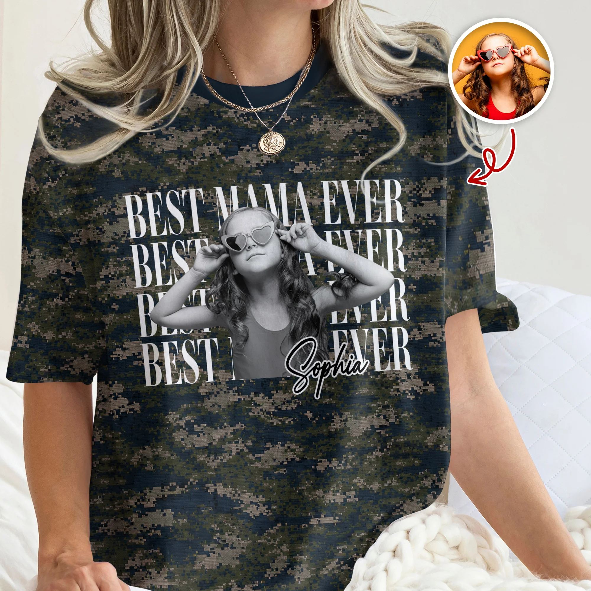 Personalized Photo Best Dad Mom Ever Camo Pattern, Family 3D Shirt Gift For Husband, Dad, Grandpa HA75 921472 - Image 3
