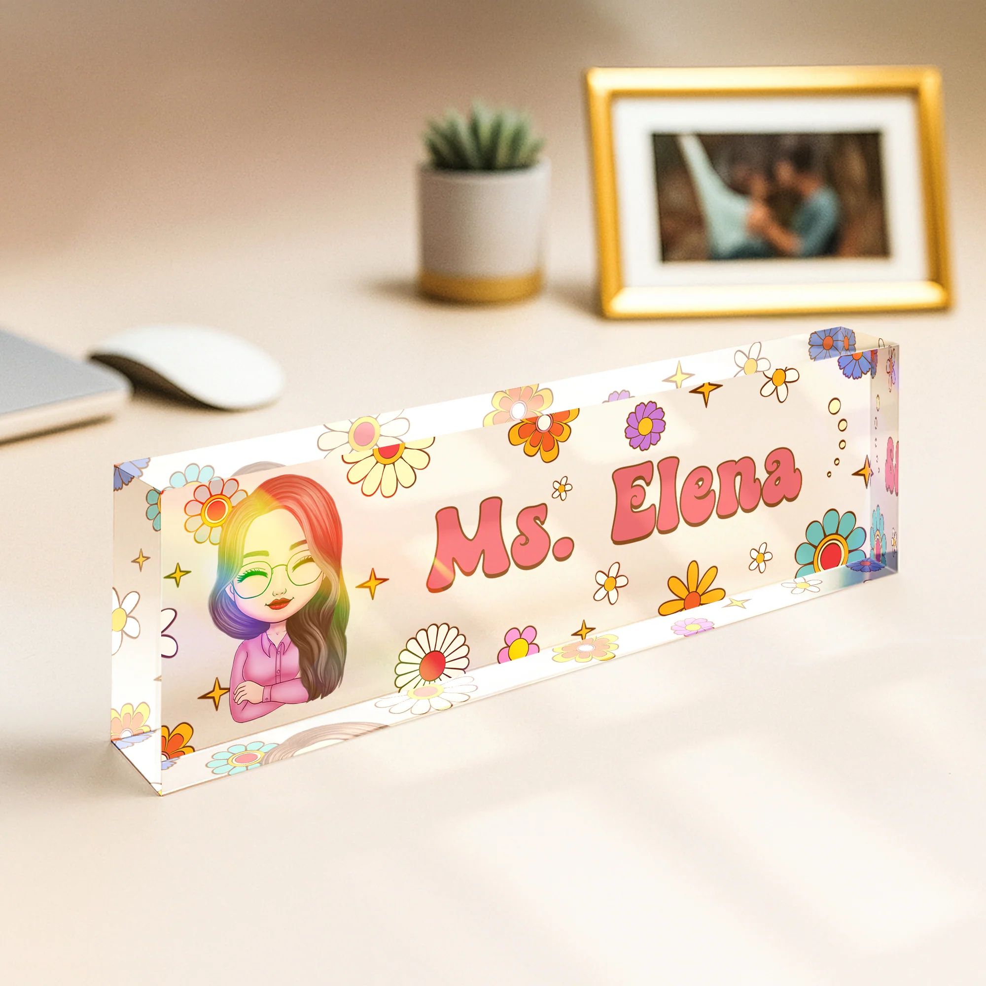 Personalized Teacher Acrylic Desk Name Plate Floral Pattern Gift for Teacher HA75 892624 - Image 5